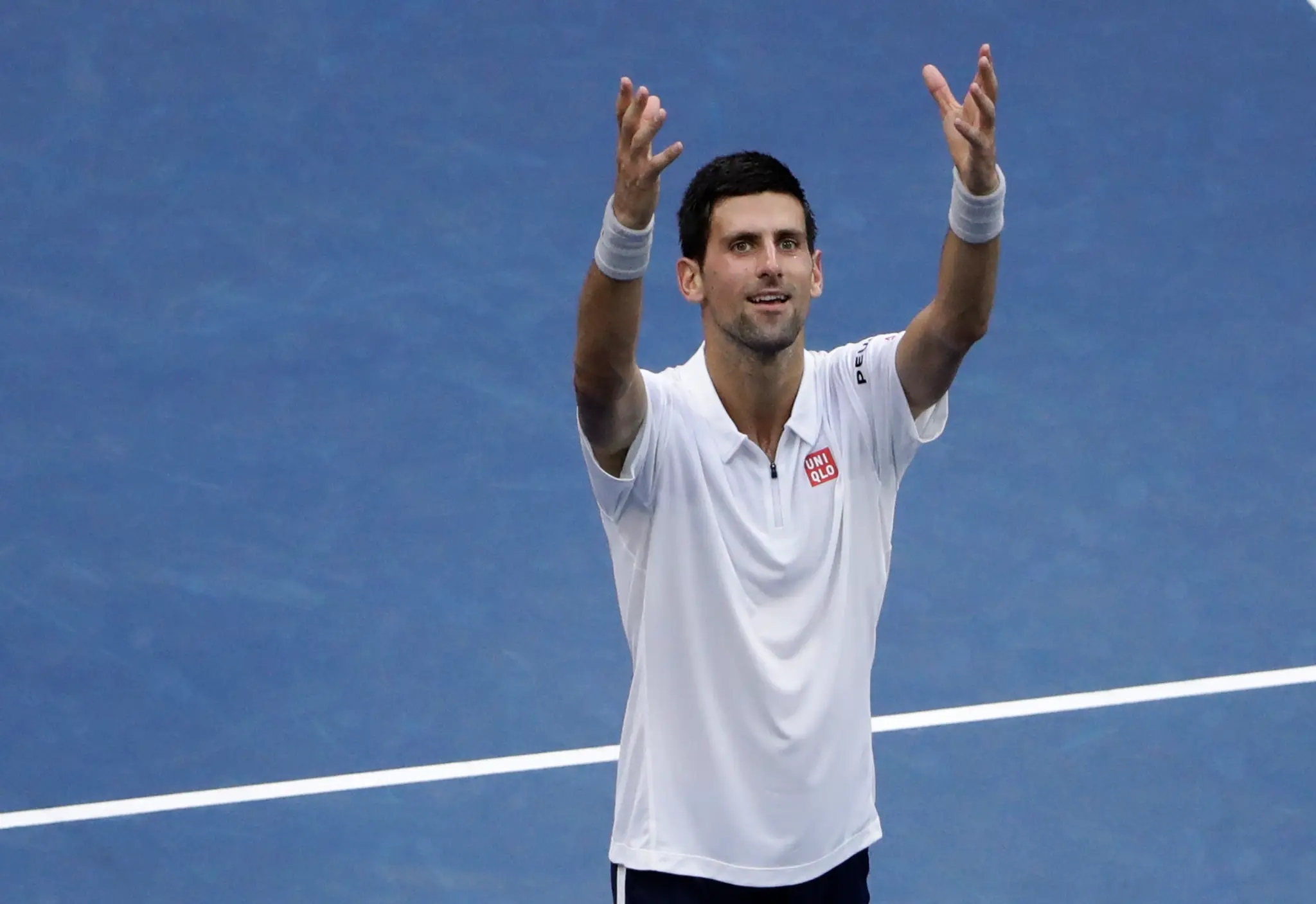 Novak Djokovič po víťazstve nad Gaelom Monfilsom v semifinále US Open.