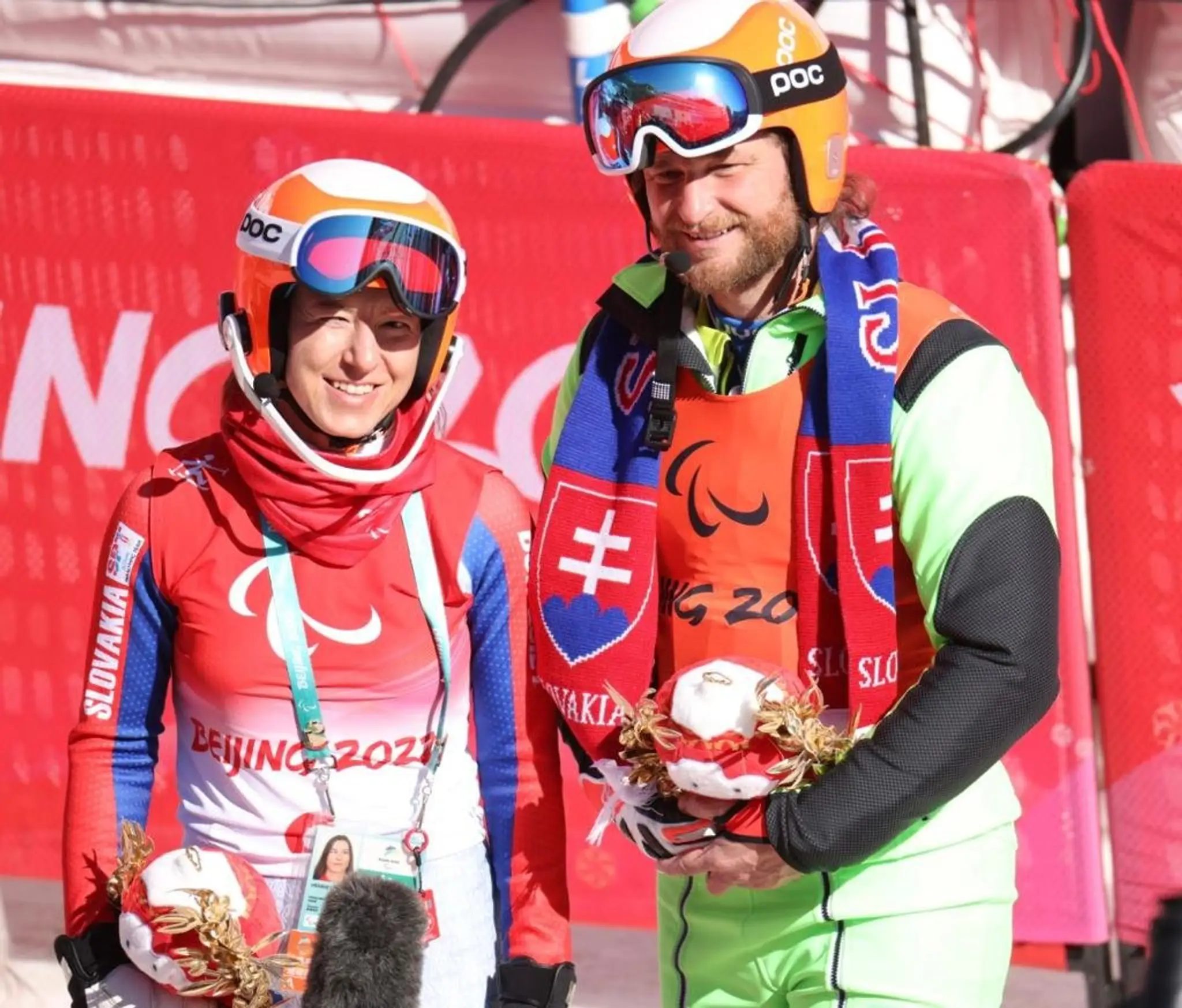 Slovenská reprezentantka v lyžovaní Henrieta Farkašová po zisku zlata.