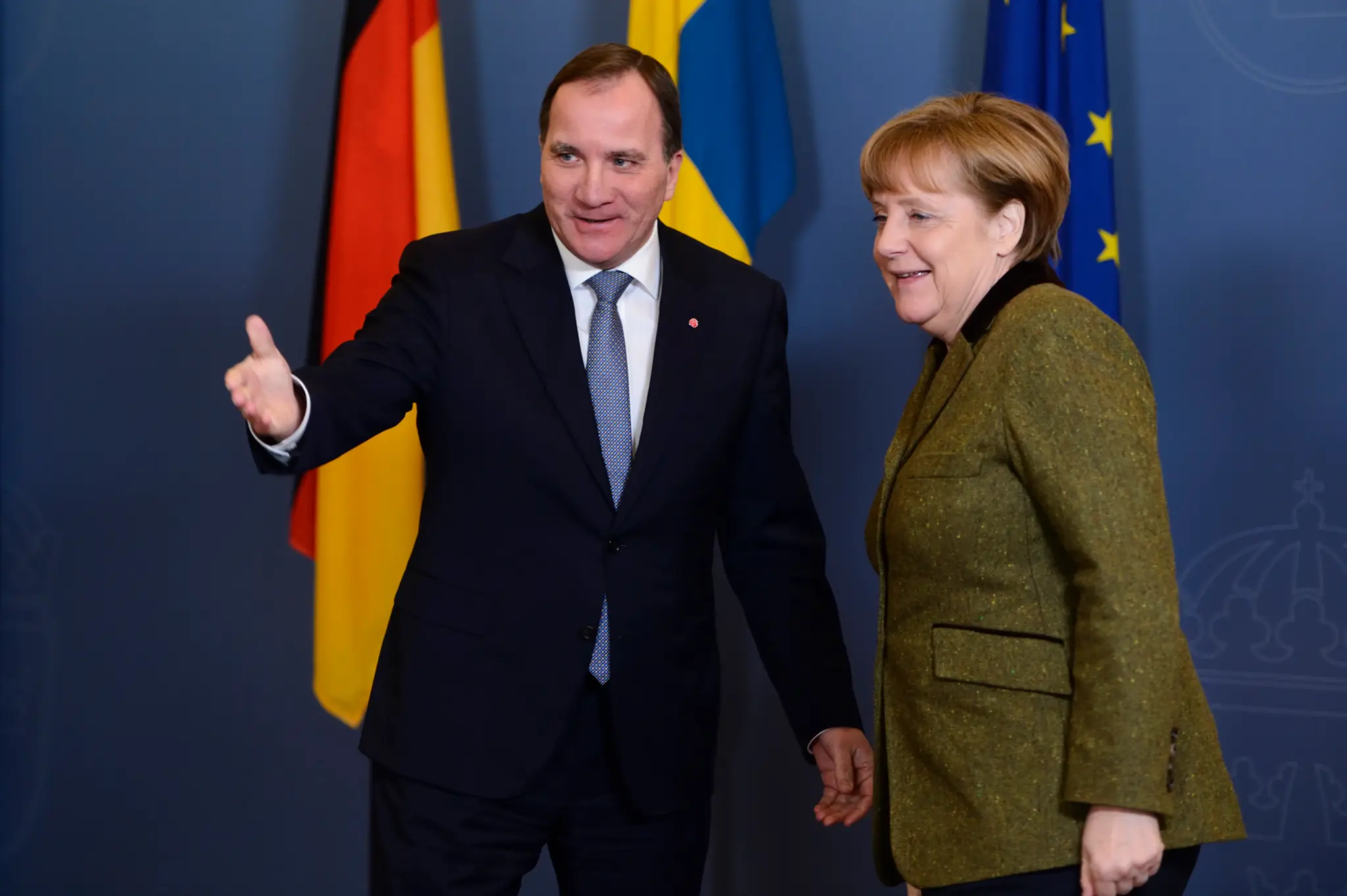 Angela Merkel na stretnutí so švédskym premiérom Stefanom Lofvenom. 