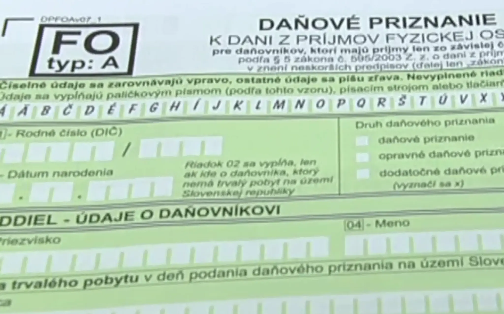 Daňové priznanie - ilustračné foto