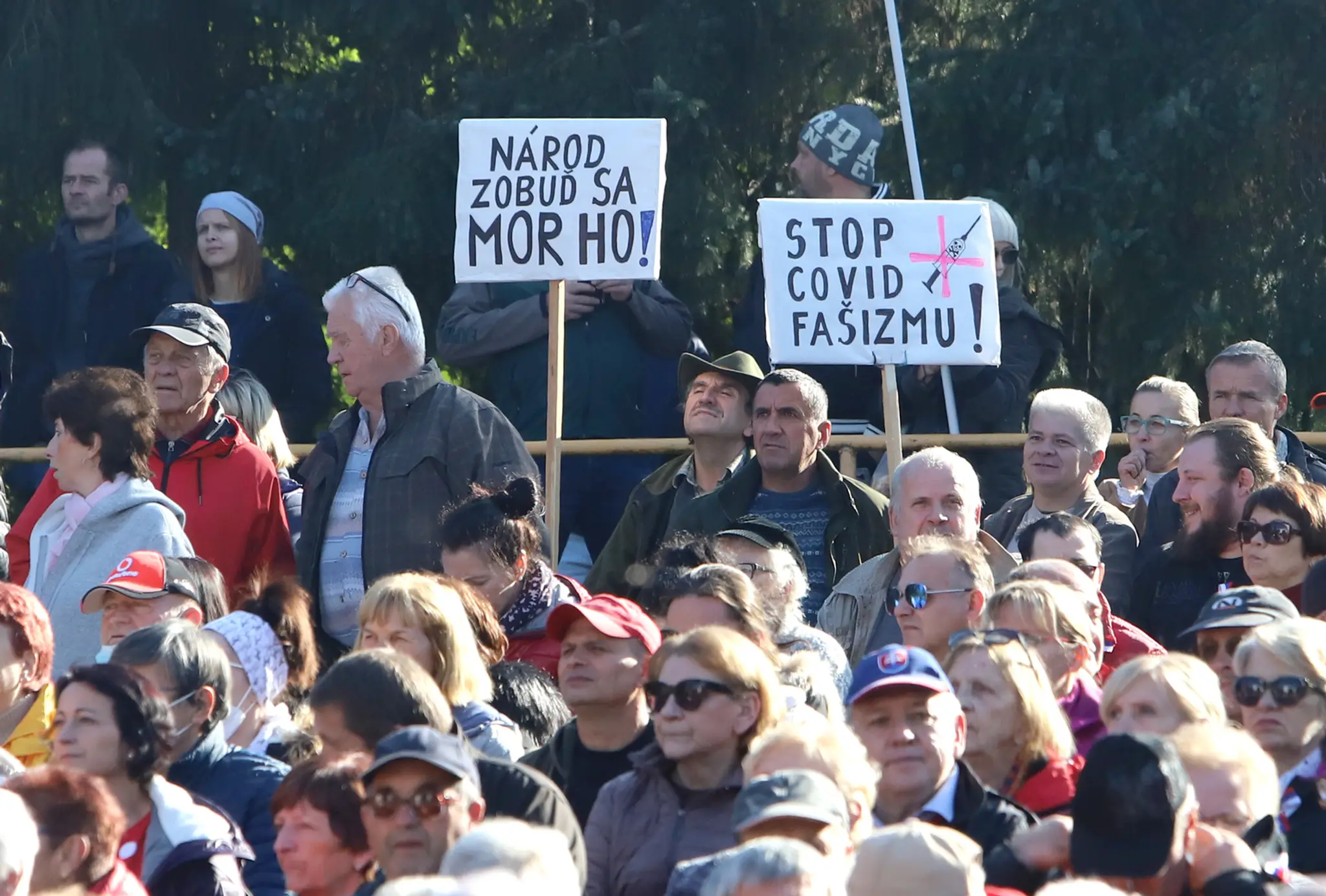 Protivládny čapicový protest Smeru.