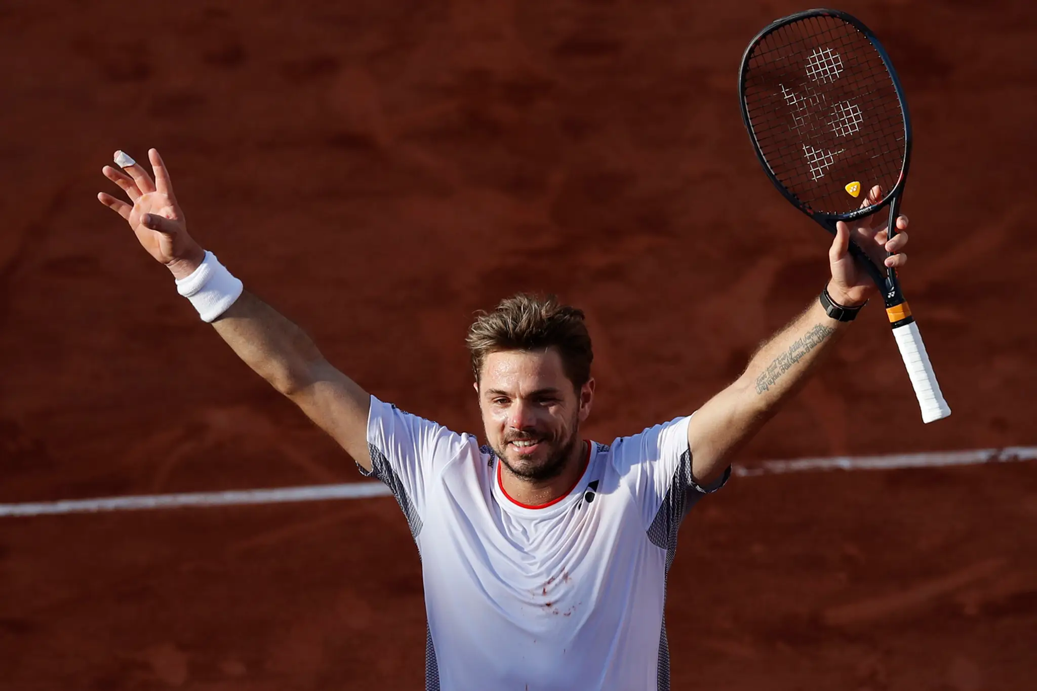 Tenista Stan Wawrinka v osemfinále na Roland Garros.