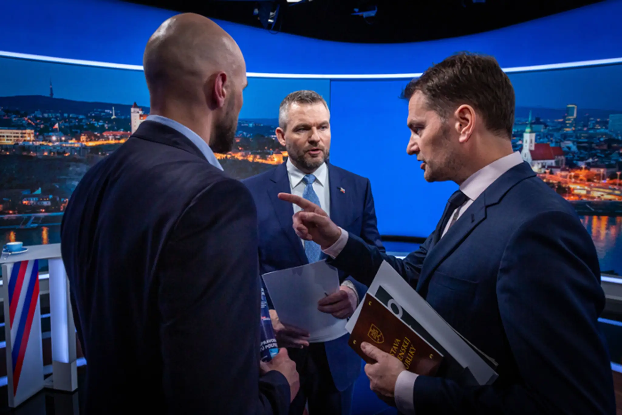Peter Pellegrini a Andrej Kiska v predvolebnej debate na TV Markíza.