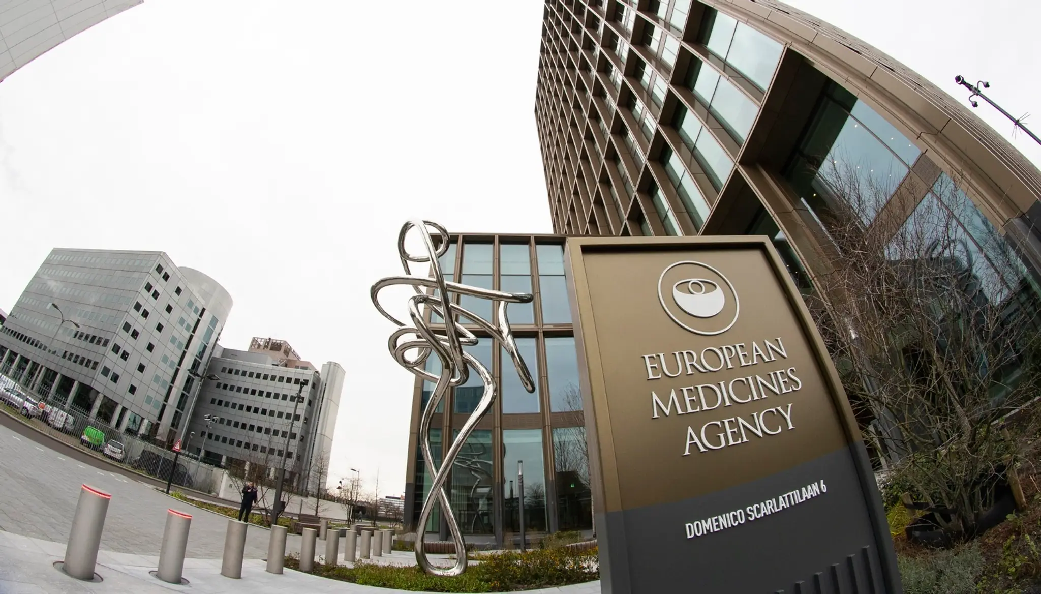 Pohľad na sídlo Európskej liekovej agentúry (EMA) v Amsterdame.