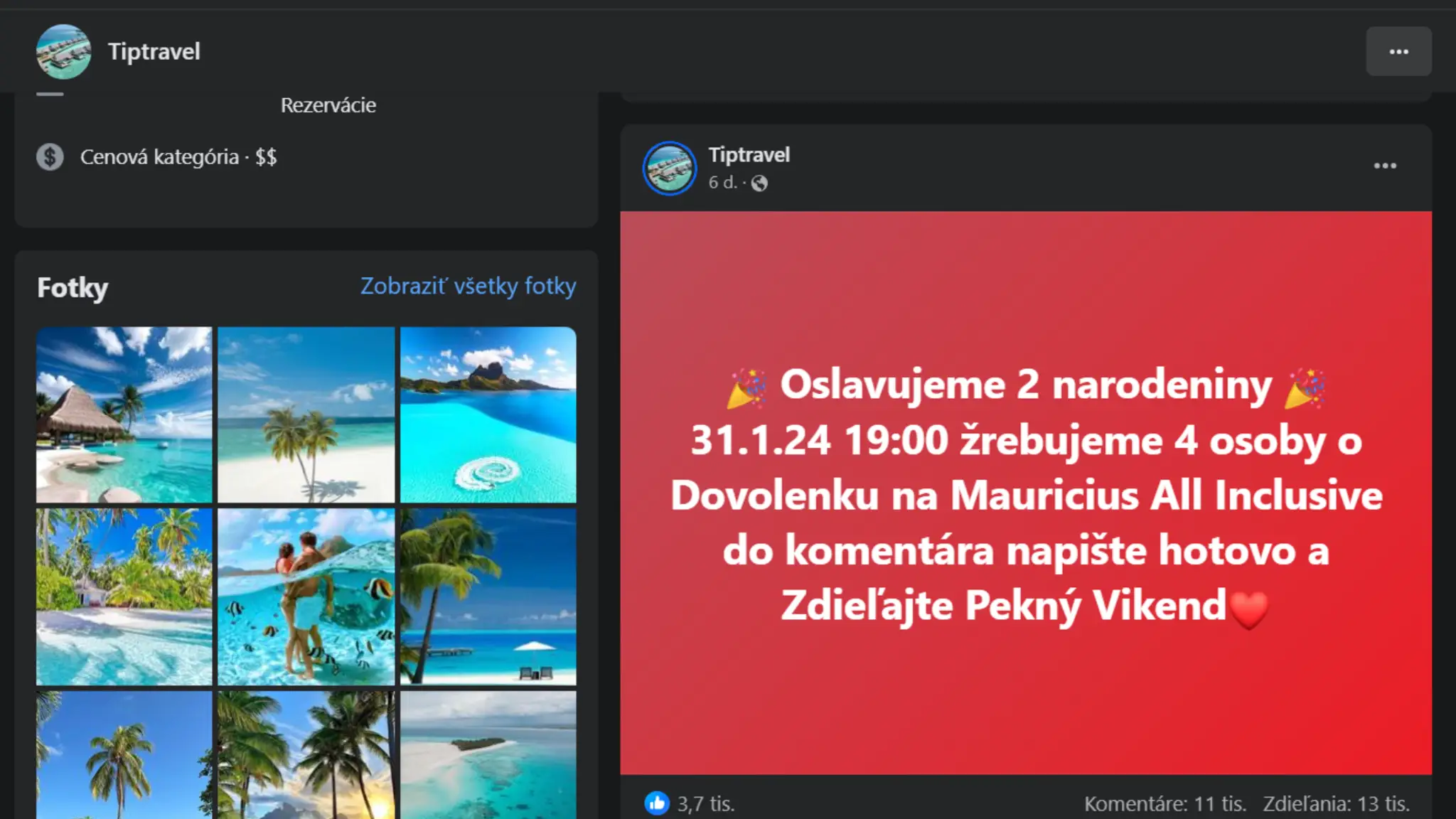 Súťaž na stránke falošnej cestovky 