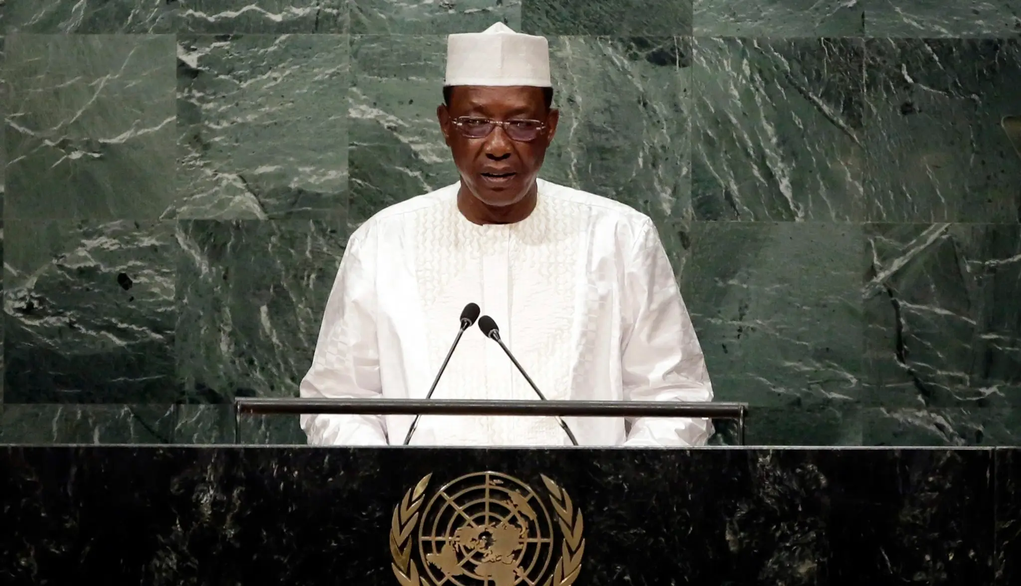 Idriss Déby na archívnej snímke z roku 2016 na pôde OSN.