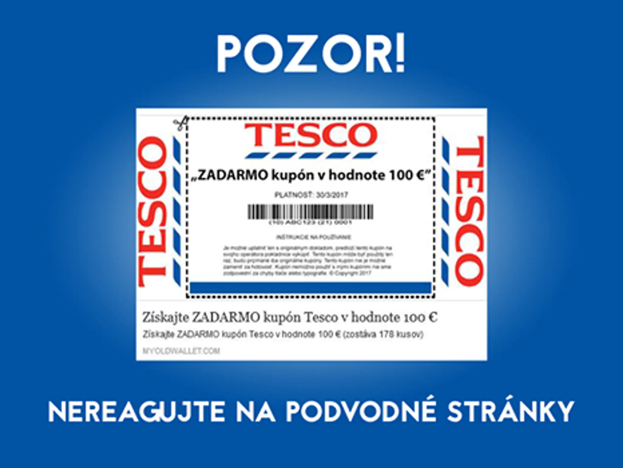 Falošné kupóny do Tesca.