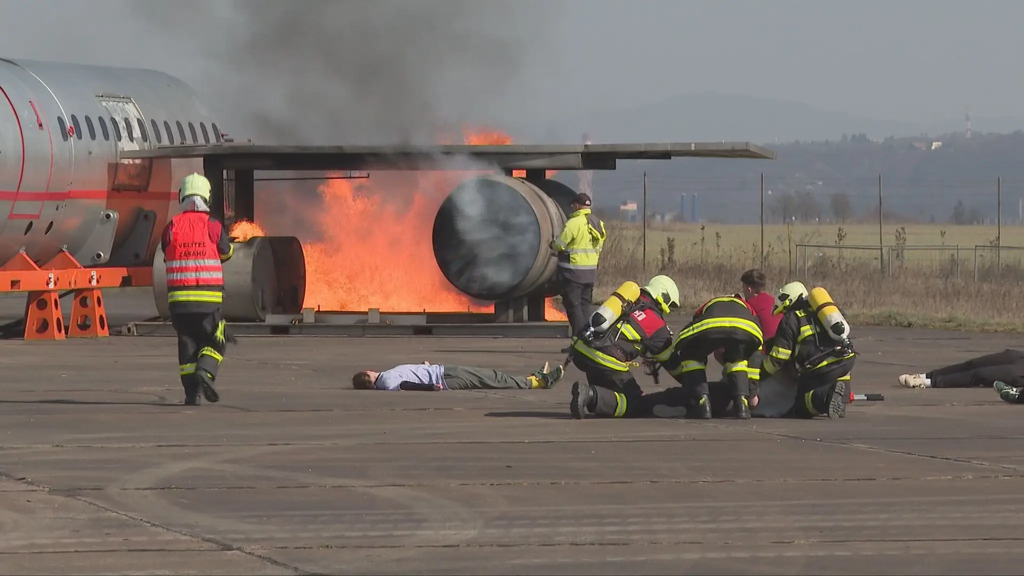 Cvičenie hasičov a záchranárov na letisku v Košiciach