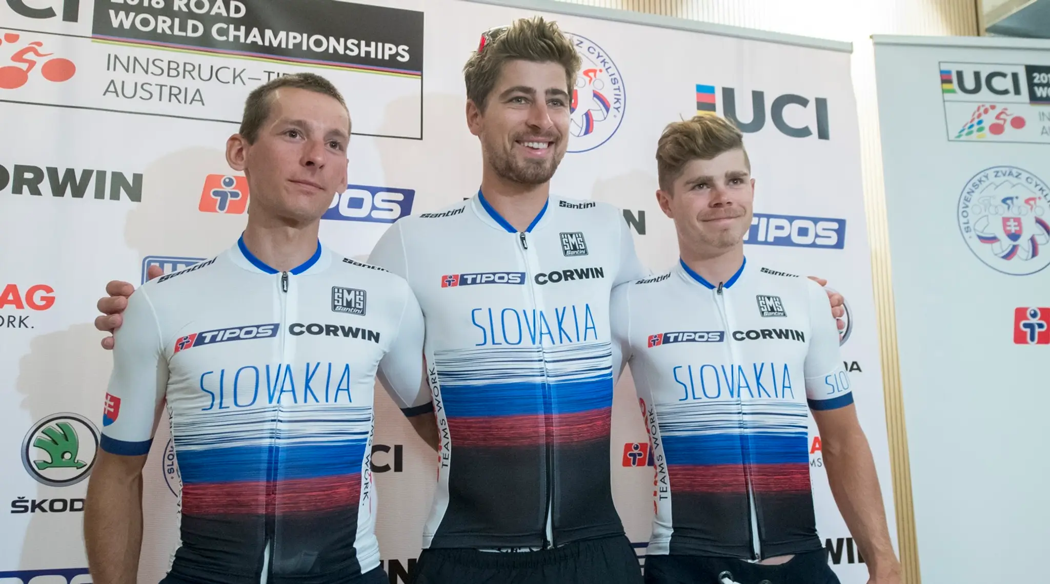 Martin Haring, Peter Sagan a Juraj Sagan v nových dresoch slovenskej reprezentácie.