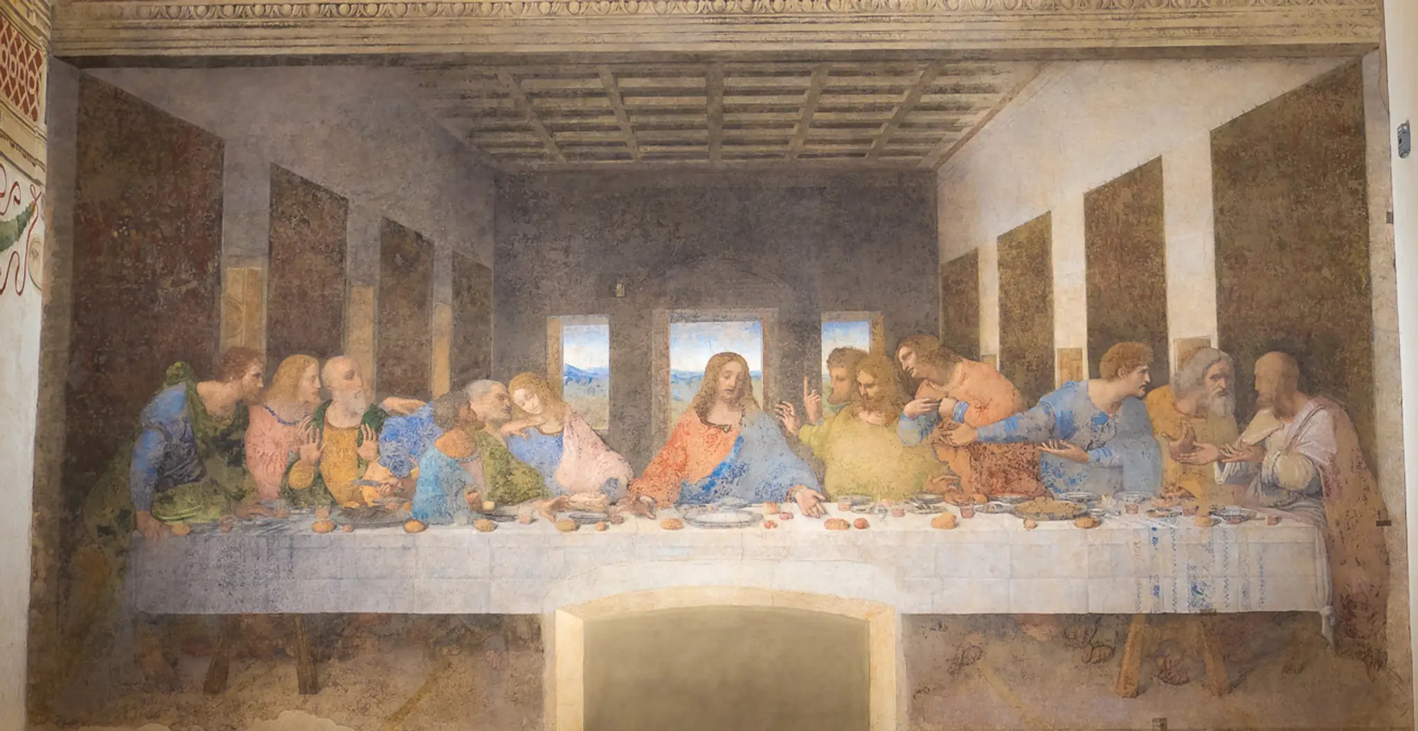 Freska Posledná večera od Leonarda da Vinciho v milánskom kláštore Santa Maria Delle Grazie.