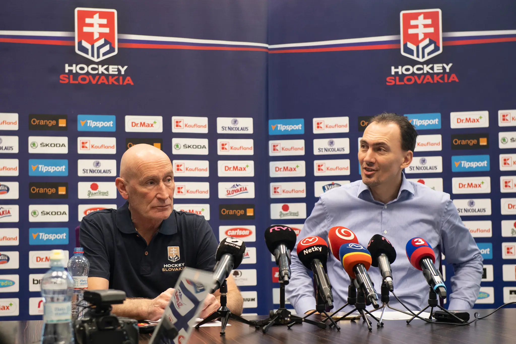 Generálny manažér hokejovej reprezentácie Miroslav Šatan na tlačovke.