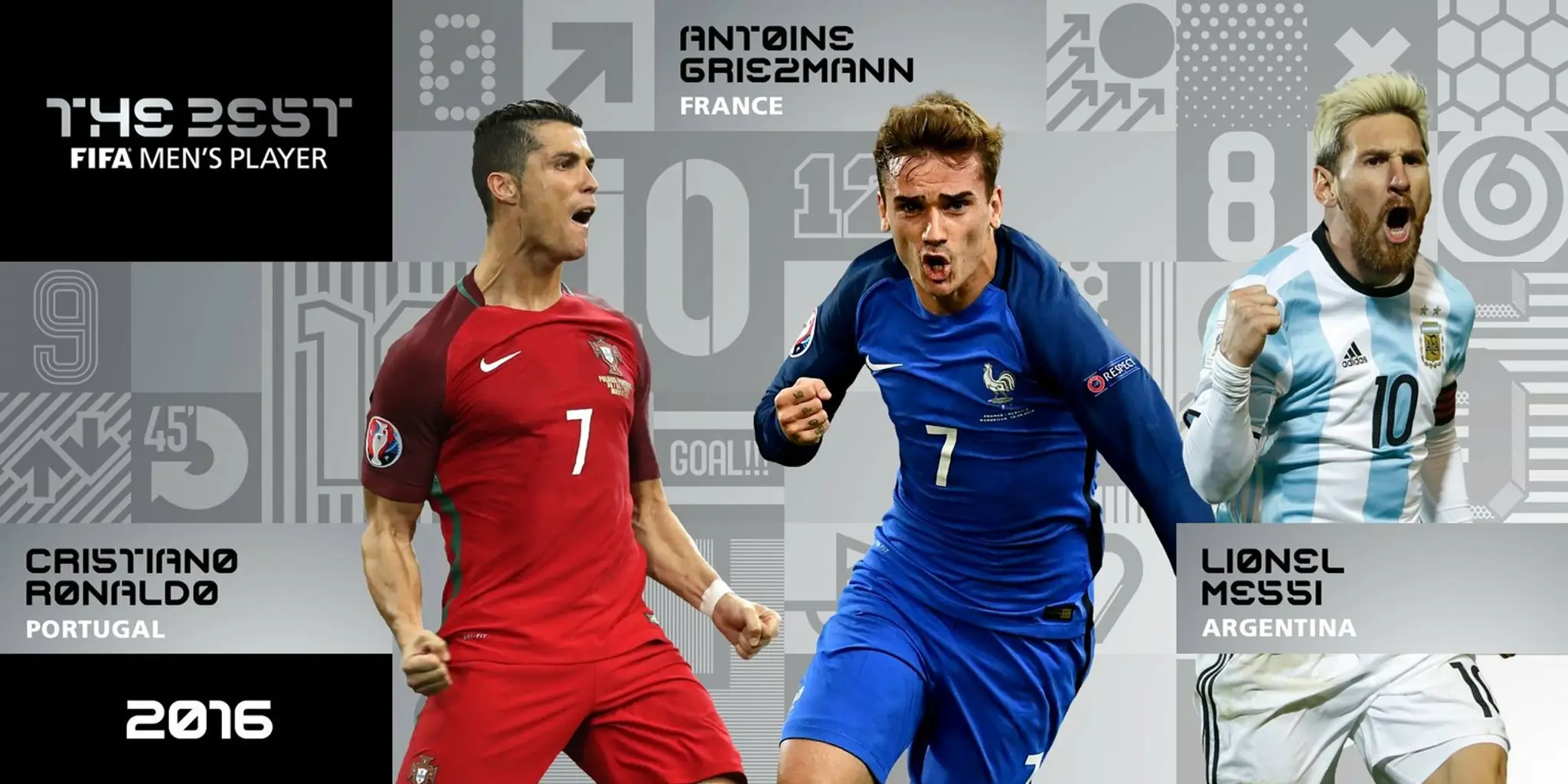 Futbalistom roka 2016 v ankete FIFA sa stane jeden z trojice Cristiano Ronaldo, Lionel Messi, Antoine Griezmann.