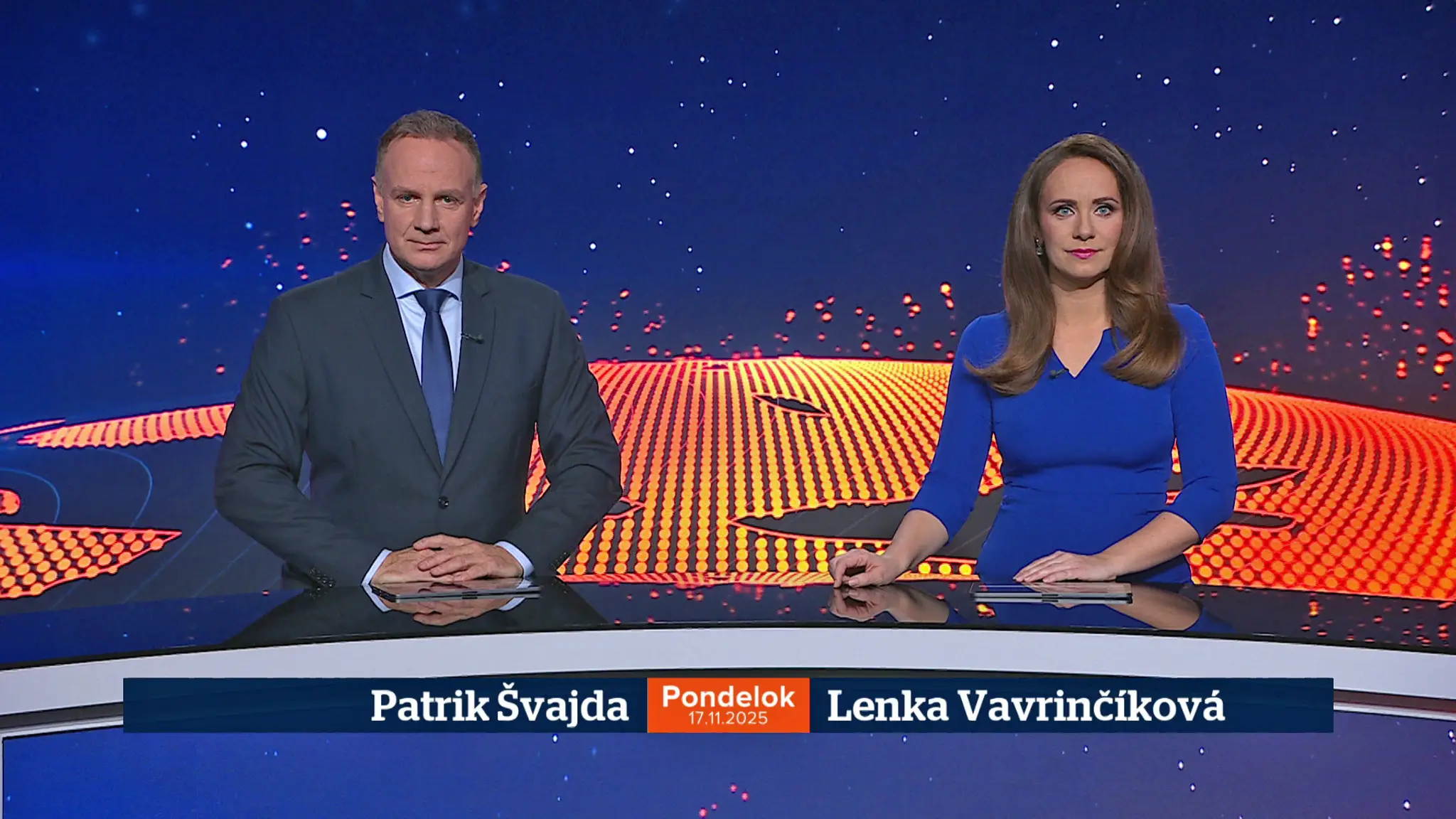 Patrik Švajda a Lenka Vavrinčíková v relácii Televízne noviny