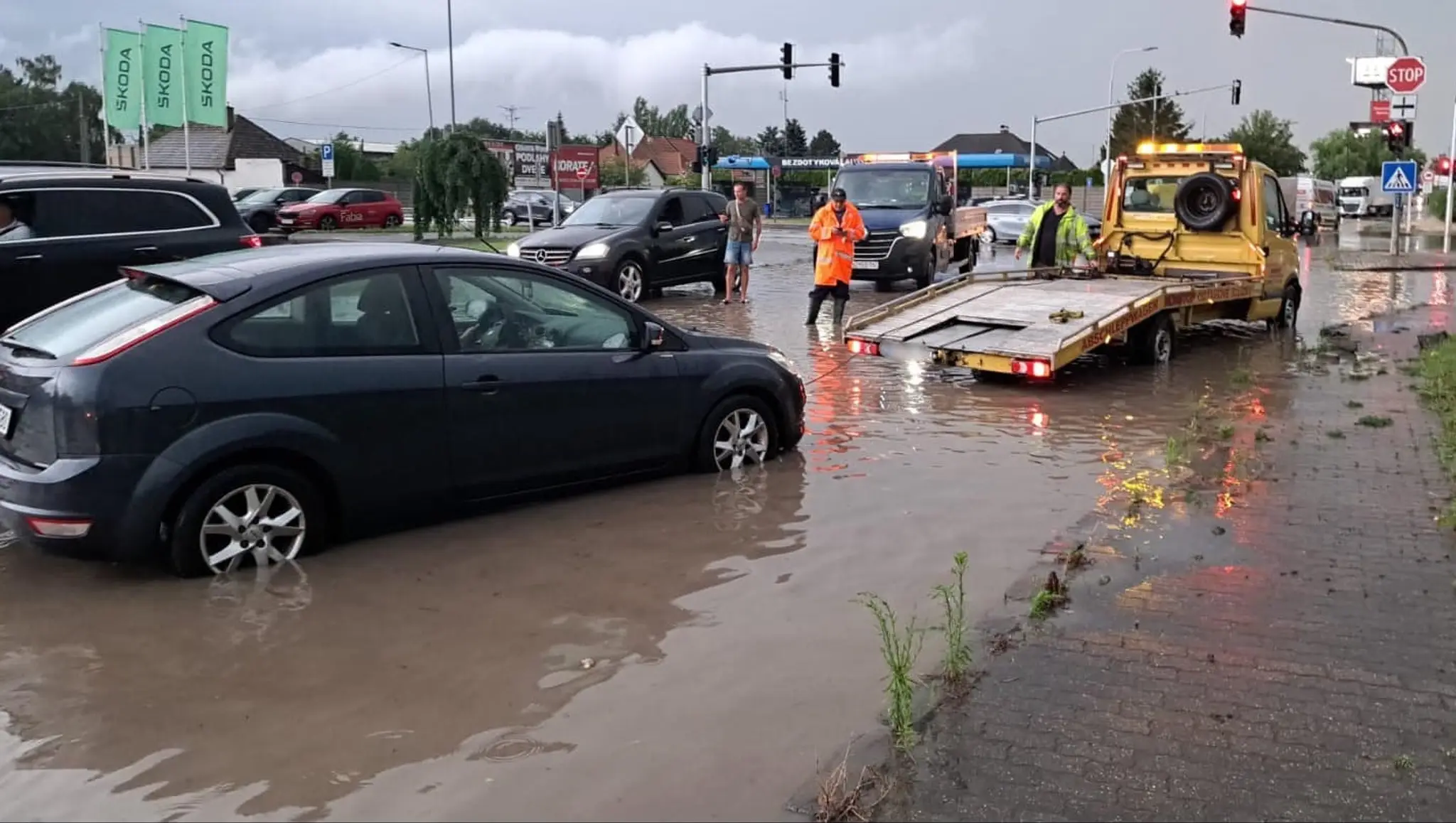 Zatopené ulice v Nitre.