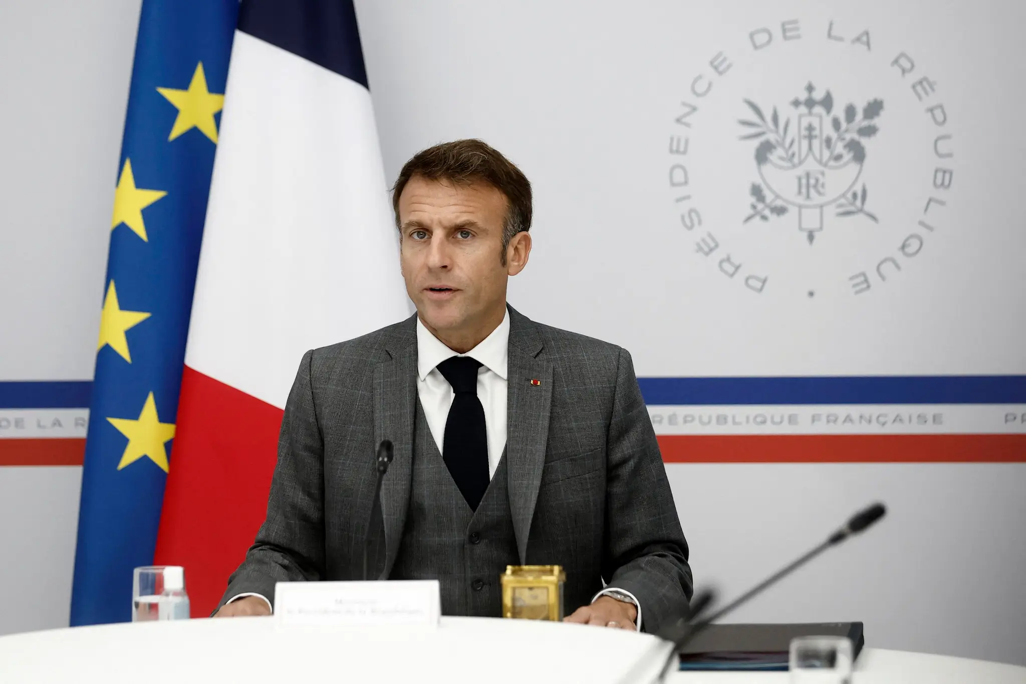 Na snímke francúzsky prezident Emmanuel Macron.