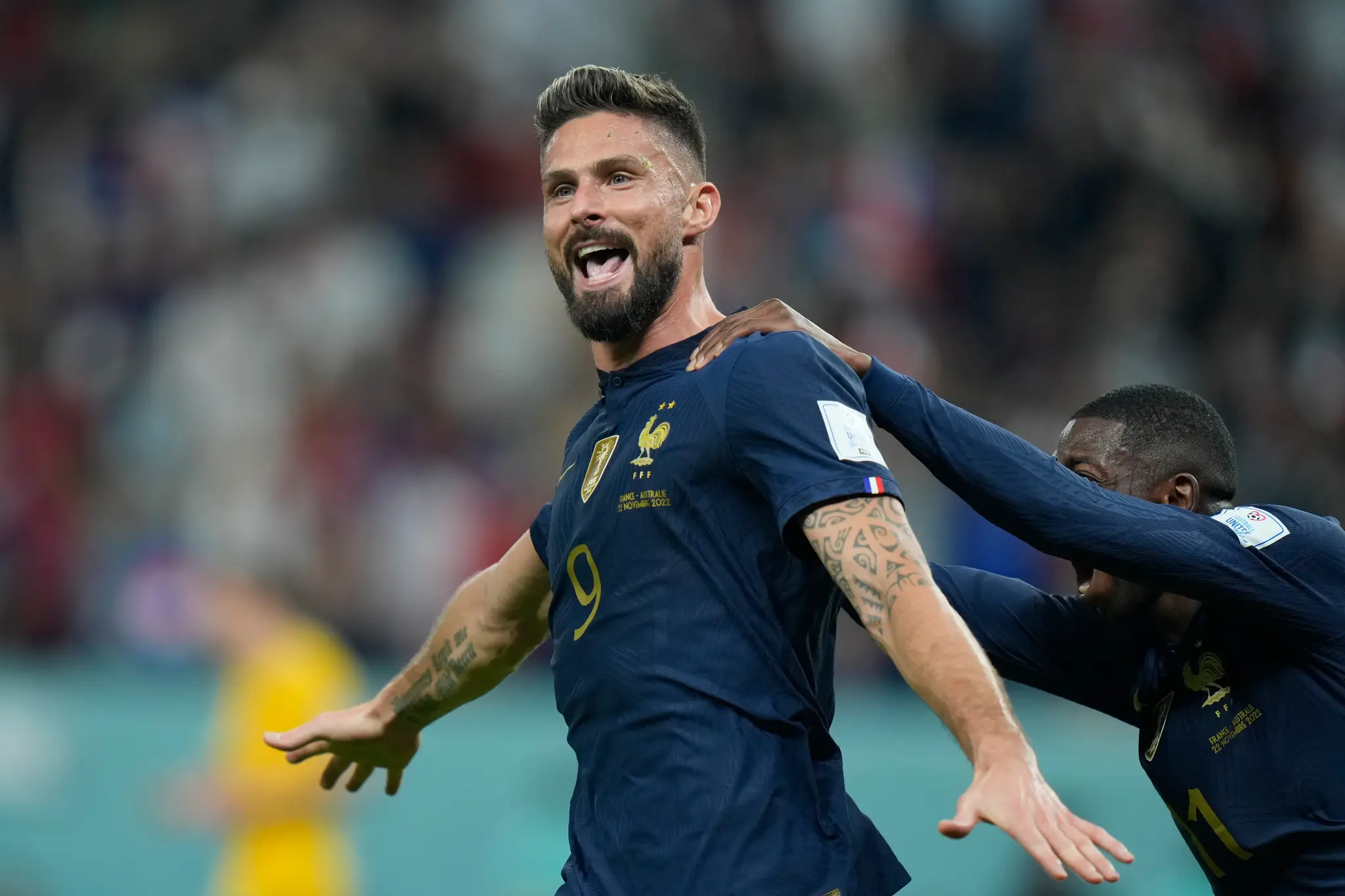 Olivier Giroud sa teší po strelení gólu