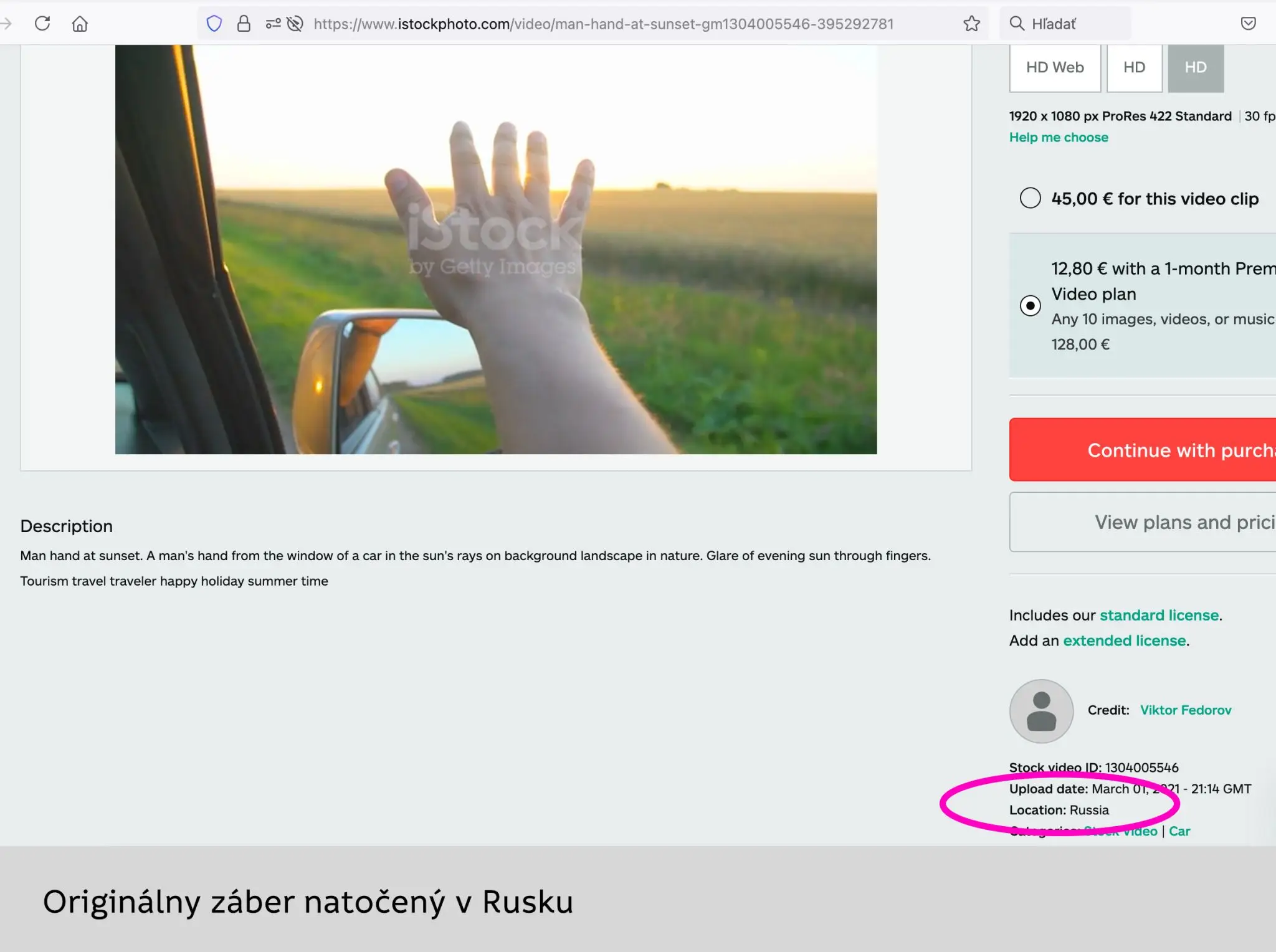 Snímka z Ruska použitá v spote o Slovensku.