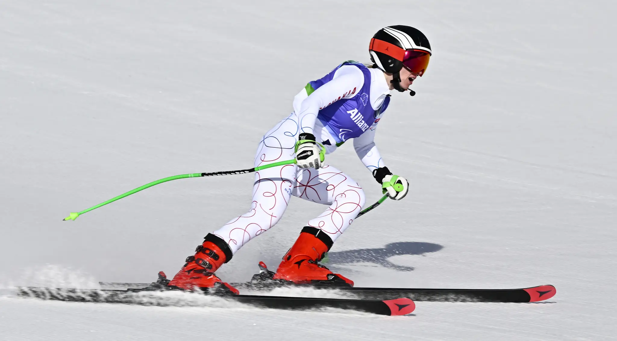 Alexandra Rexová v cieli zjazdu žien na XIV. zimných paralympijských hrách v Cortine d´Ampezzo.