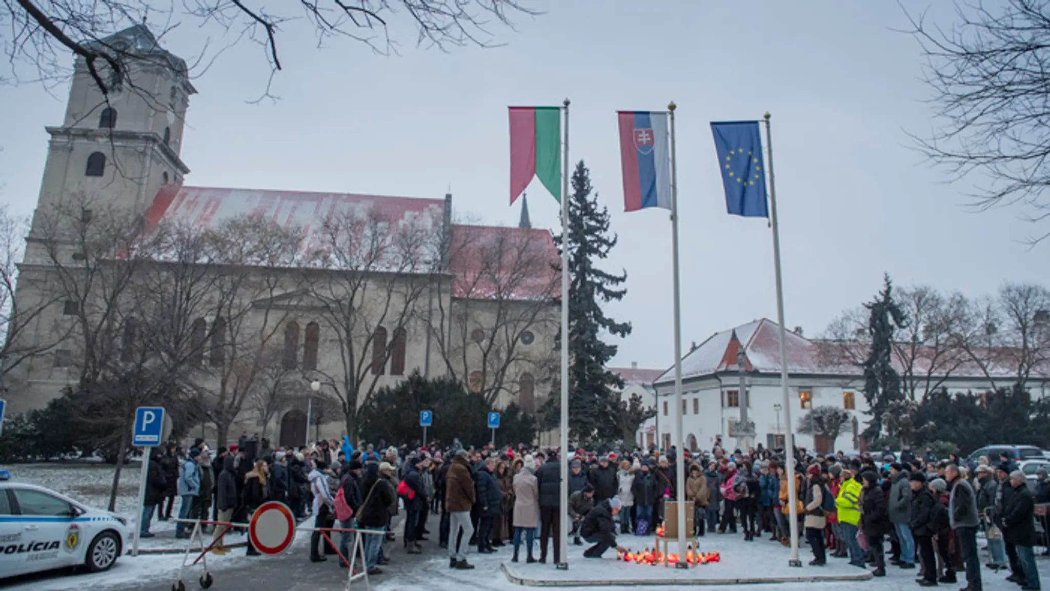 Spomienka na zavraždeného novinára Jána Kuciaka a jeho snúbenicu Martinu Kušnírovú v Pezinku.
