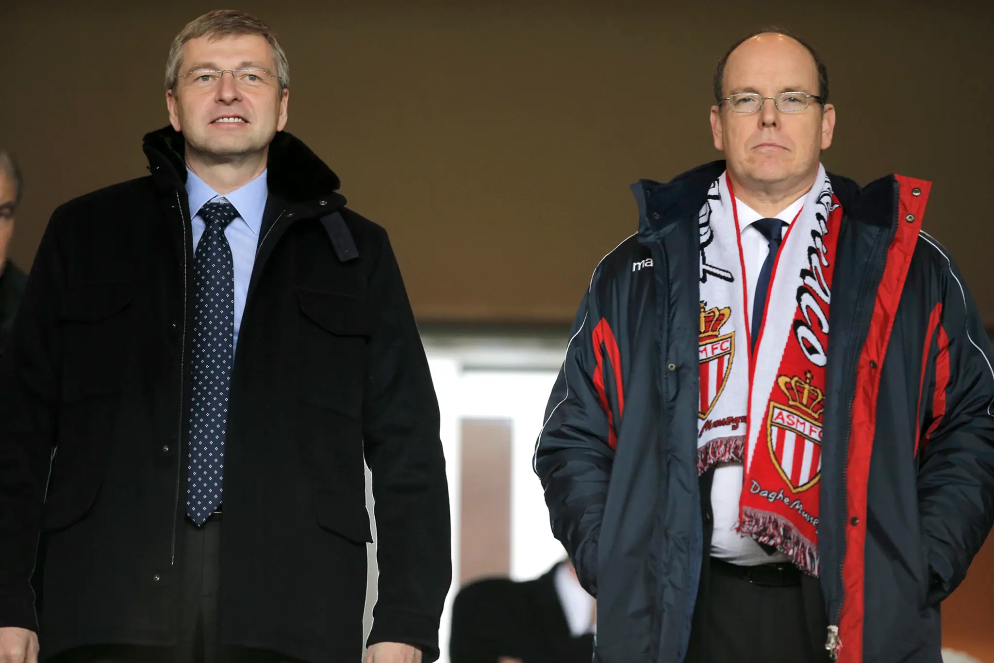 Majiteľ futbalového klubu AS Monaco Dmitrij Rybolovlev a monacký princ Albert II.