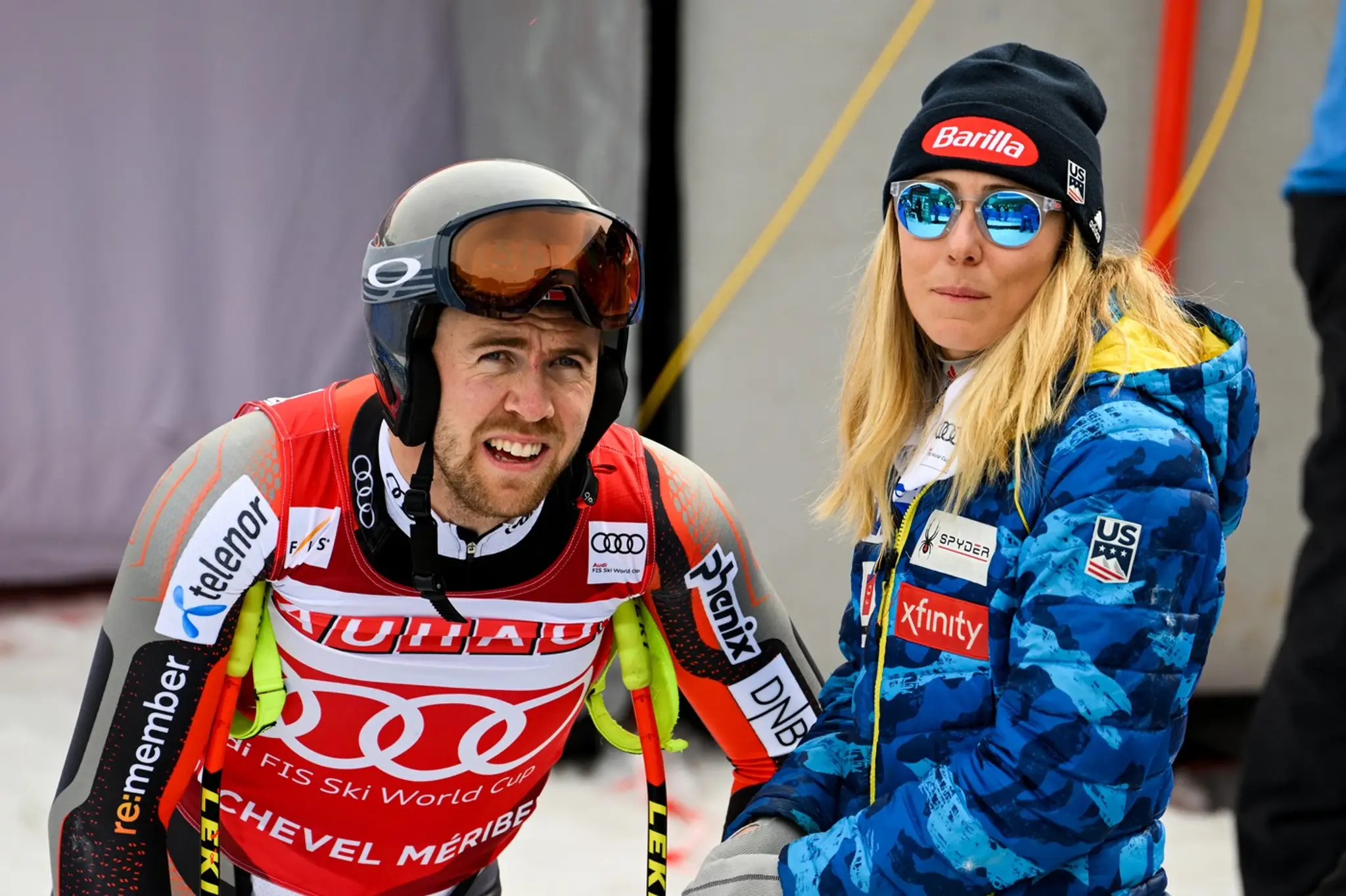Aleksander Aamodt Kilde a Mikaela Shiffrinová.
