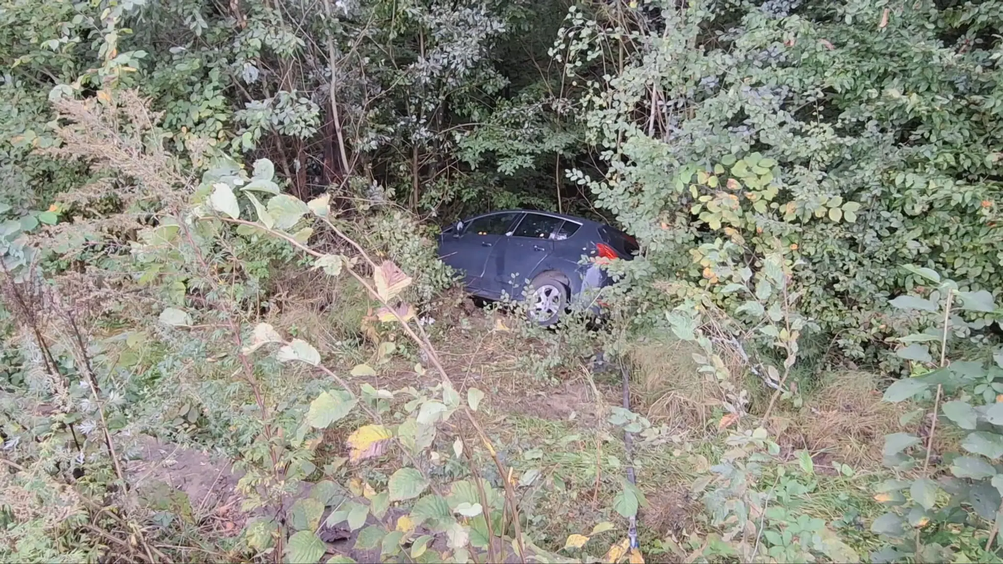 Opustené havarované auto pri Svidníku.