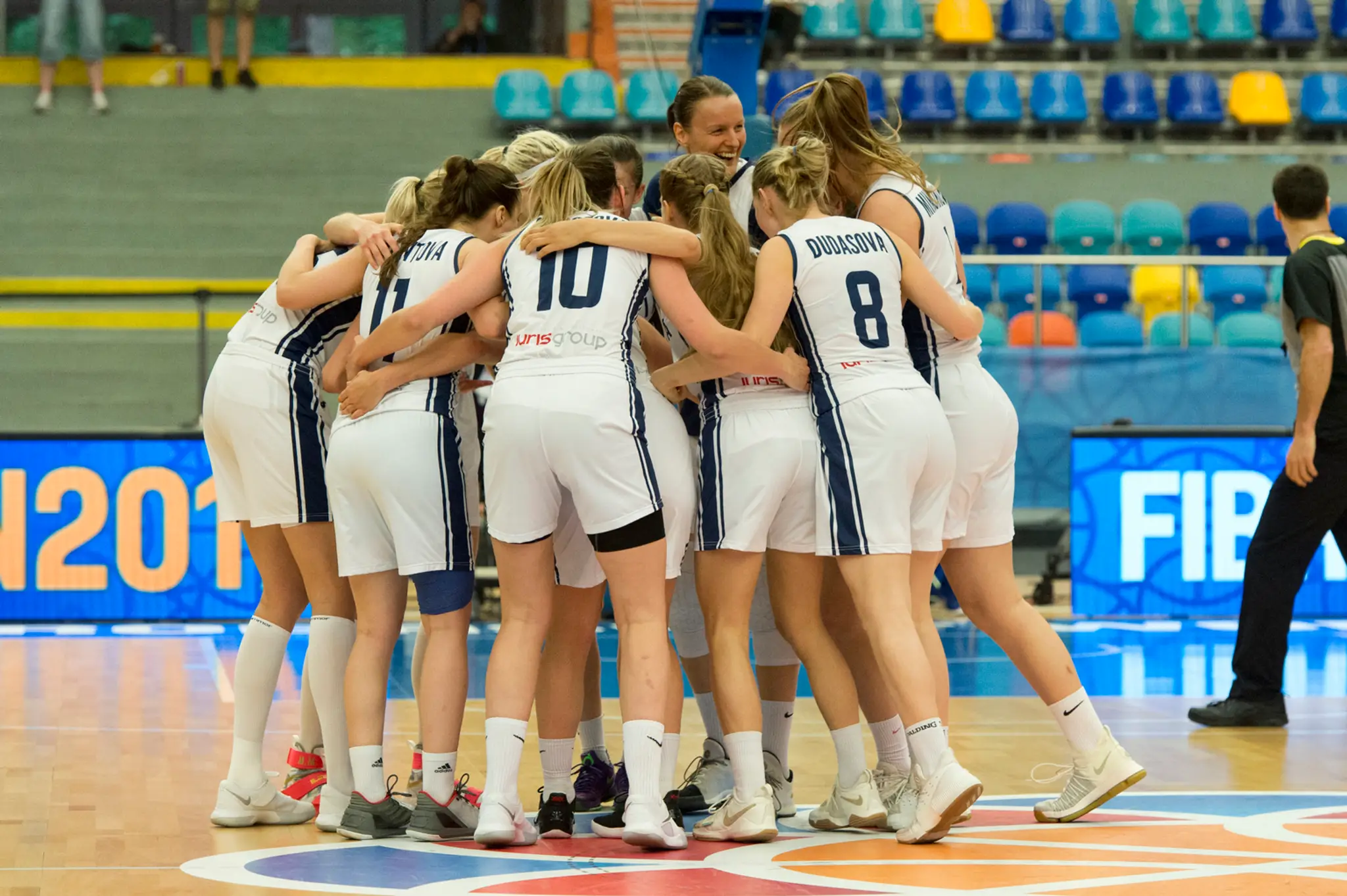 Slovenské basketbalistky po víťazstve nad Bieloruskom.