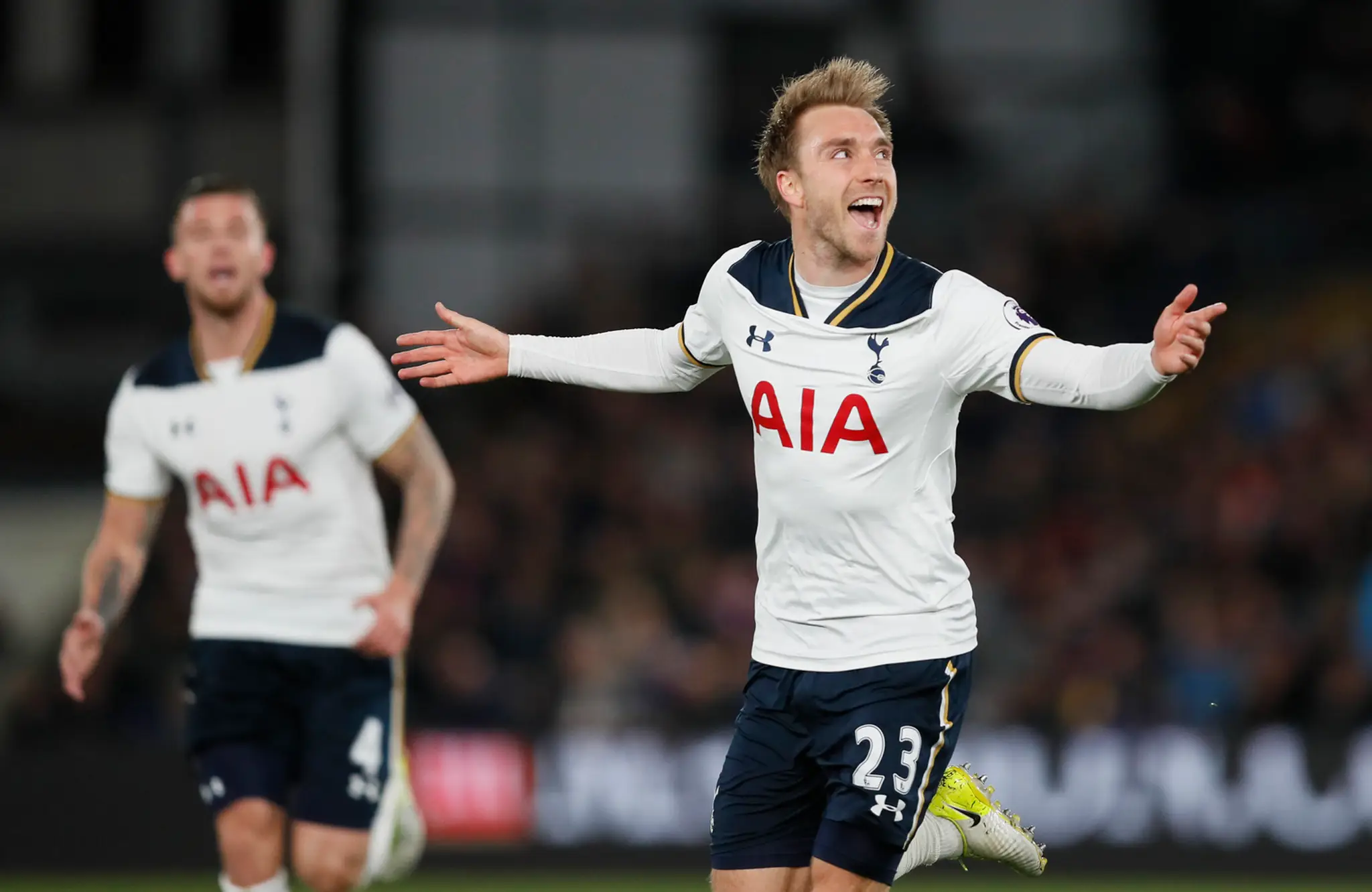 Radosť Christiana Eriksena z Tottenhamu po góle v ligovom dueli proti Crystal Palace.