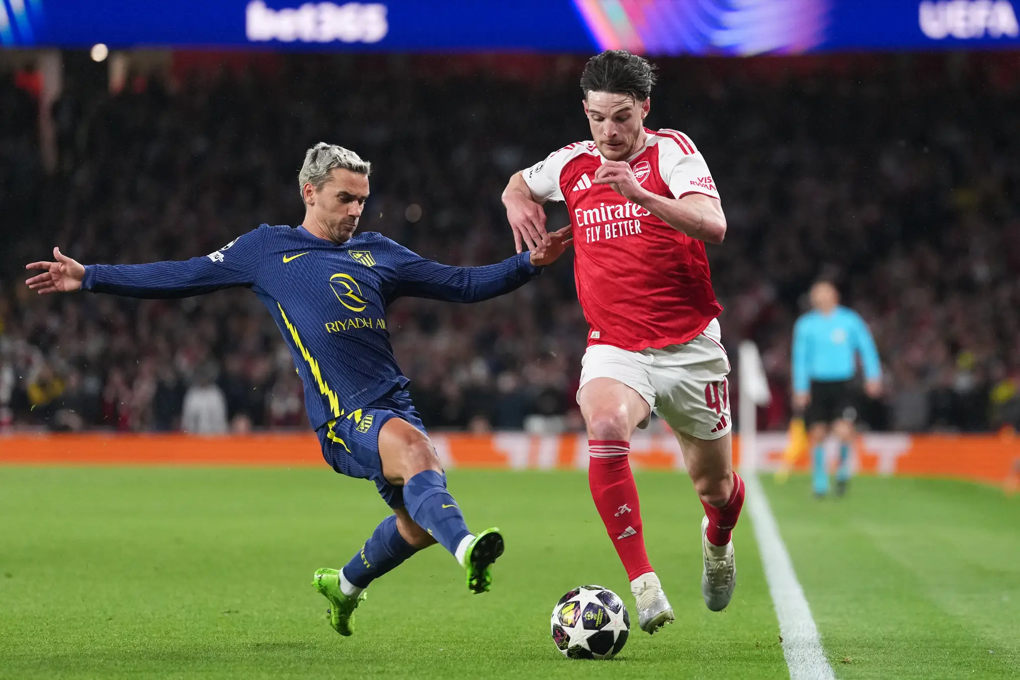 Declan Rice z Arsenalu a Antoine Griezmann z Atlética Madrid
