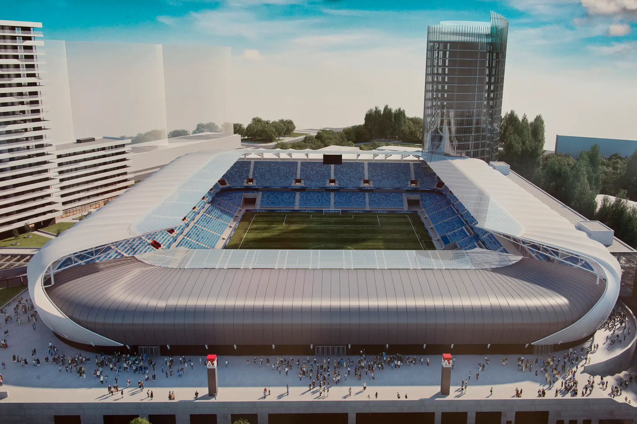 Na snímke vizuál Národného futbalového štadiónu v priestore bývalého štadióna Tehelné pole.