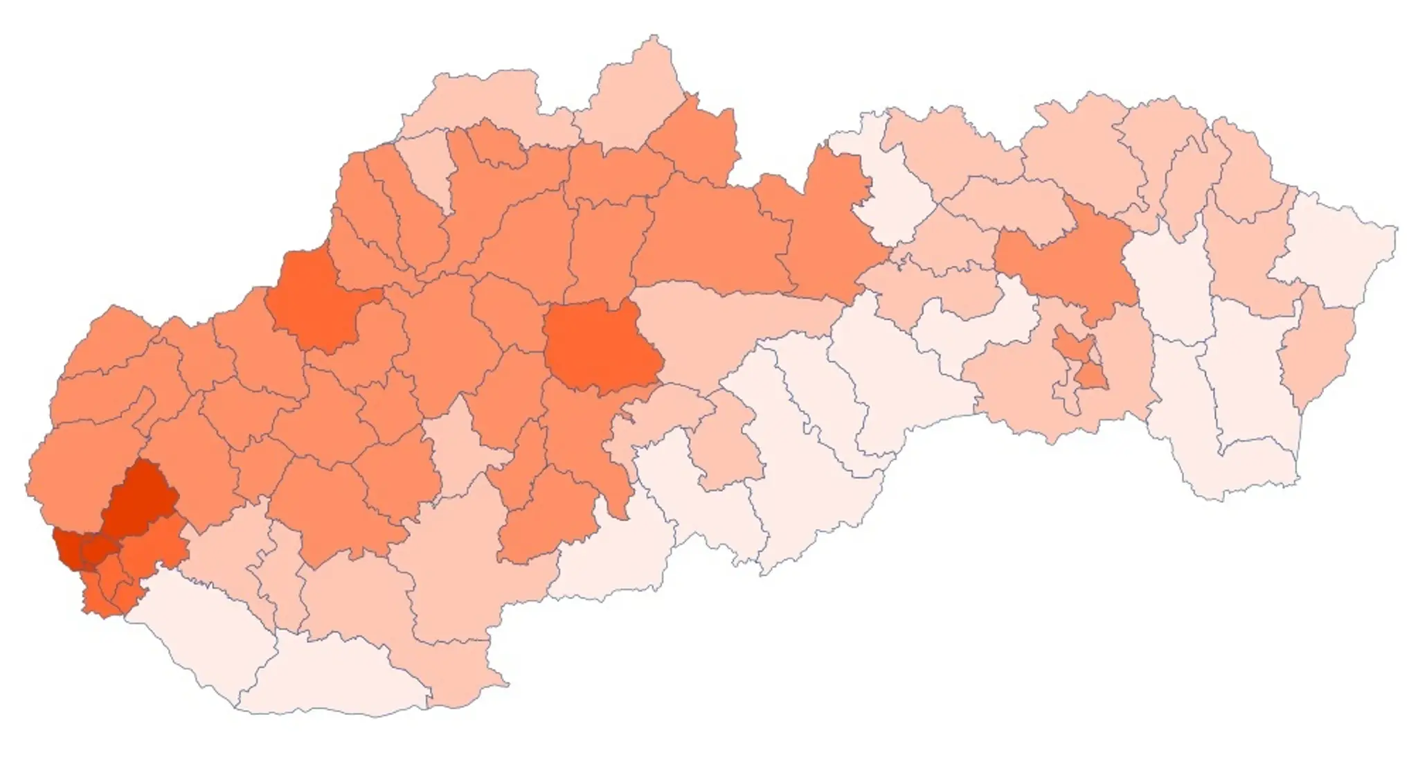 Úspešnosť Maroša Šefčoviča v okresoch.