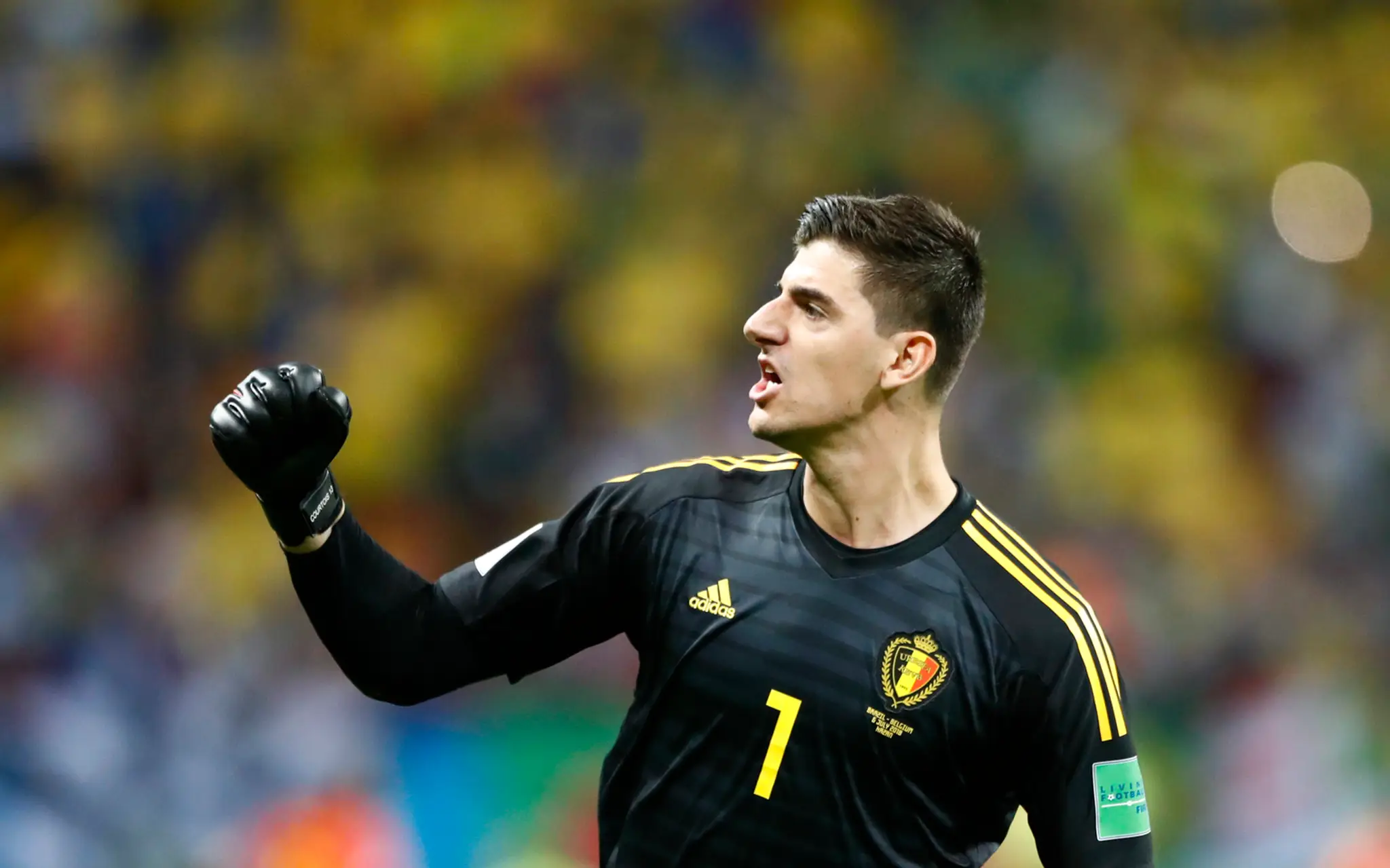 Radosť belgického gólmana Thibauta Courtoisa vo štvrťfinále MS proti Brazílii.