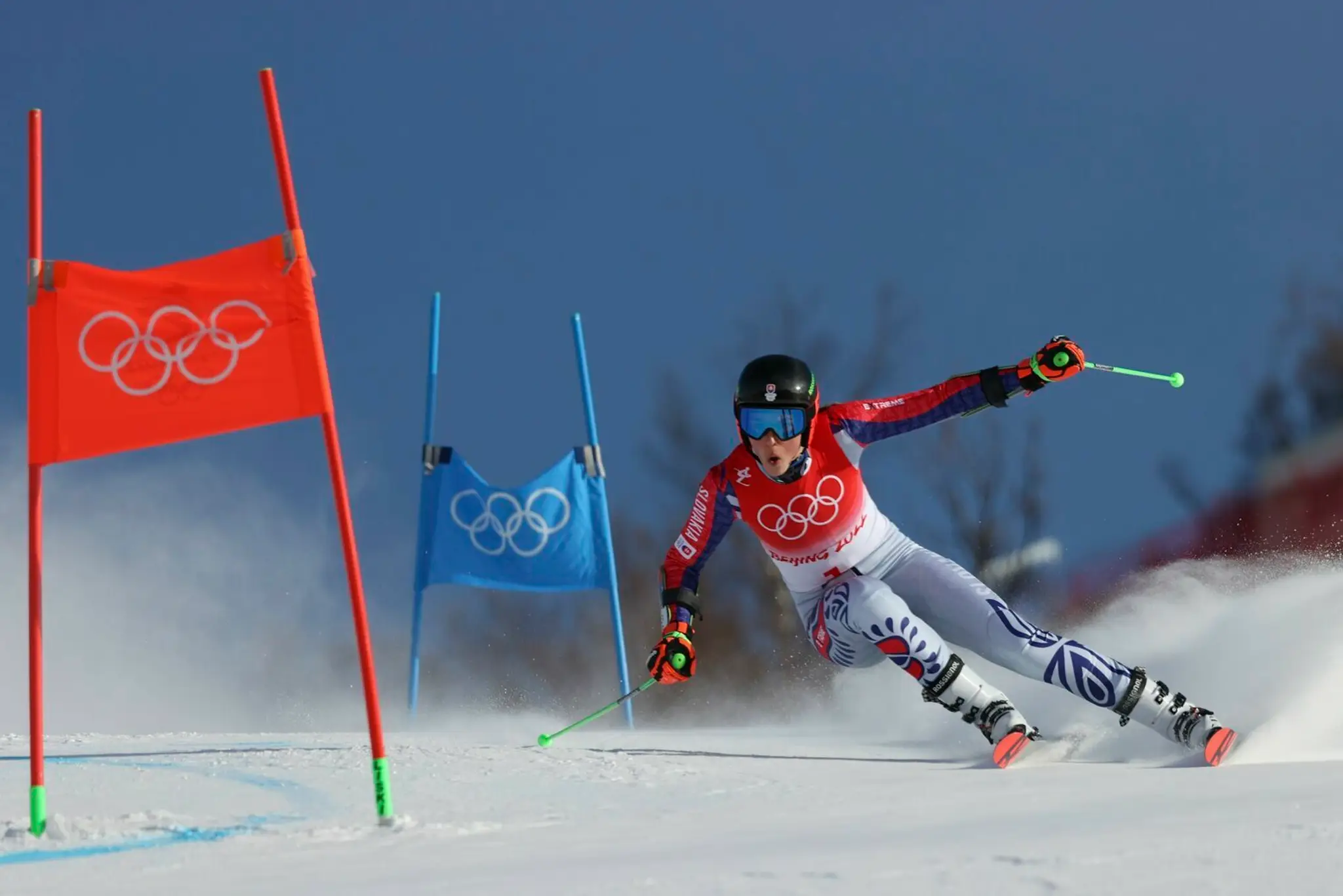 Alpská lyžiarka Petra Vlhová v 1. kole obrovského slalomu na ZOH 2022.