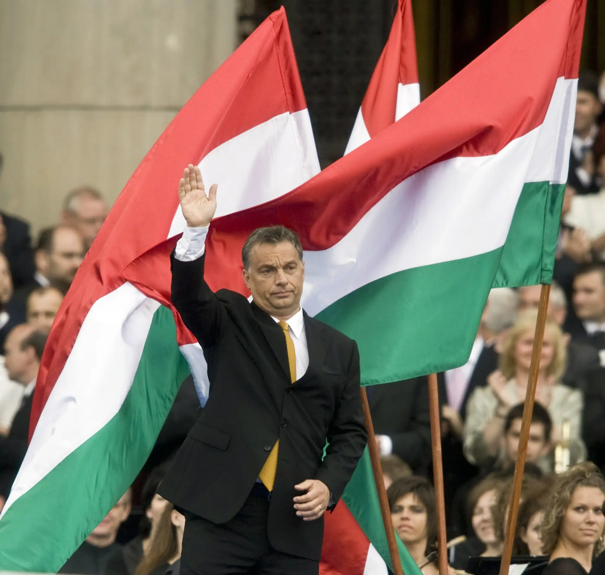 Maďarský premiér Viktor Orbán na masovom mítingu.