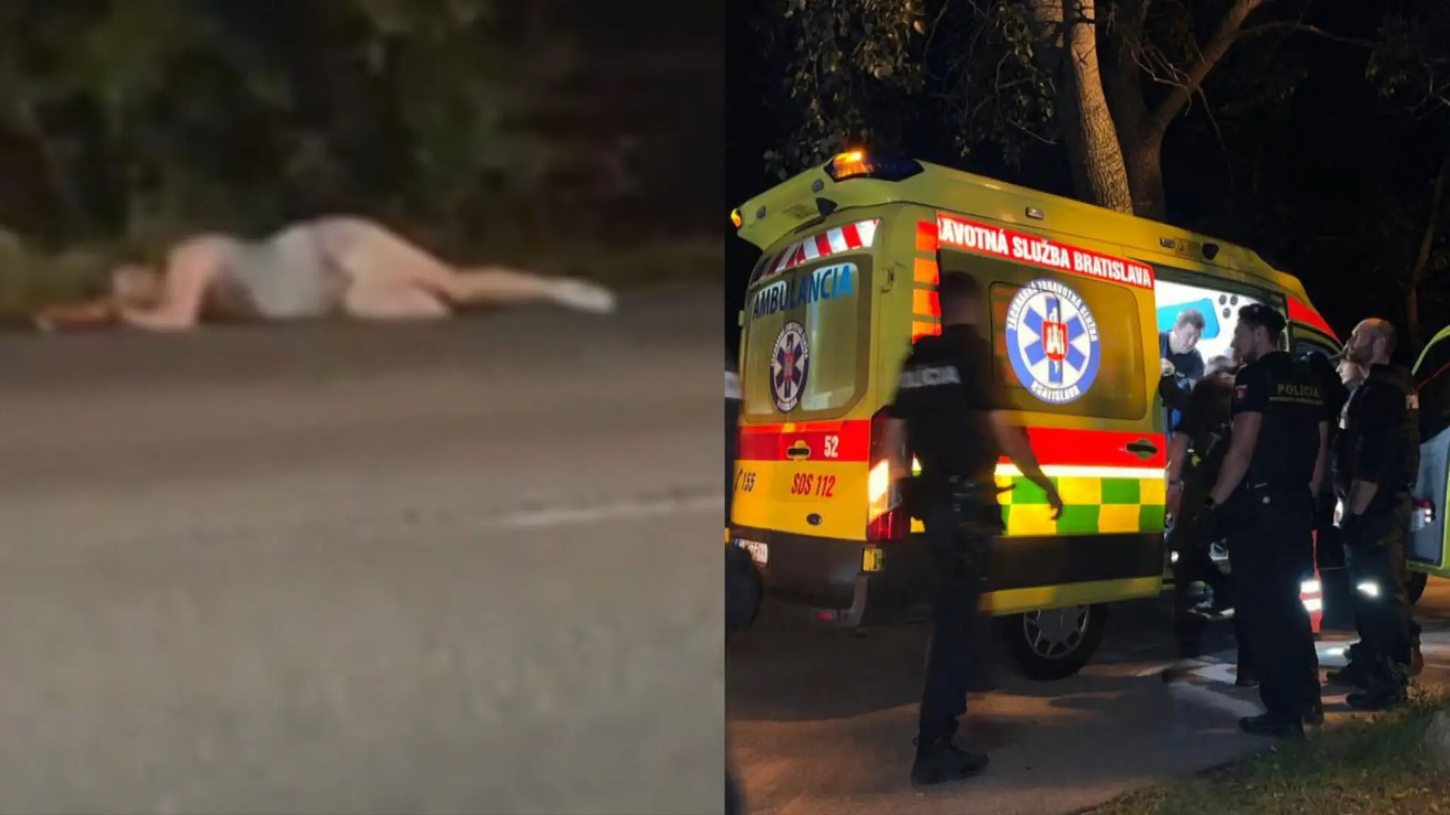 žena ležiaca na ceste 