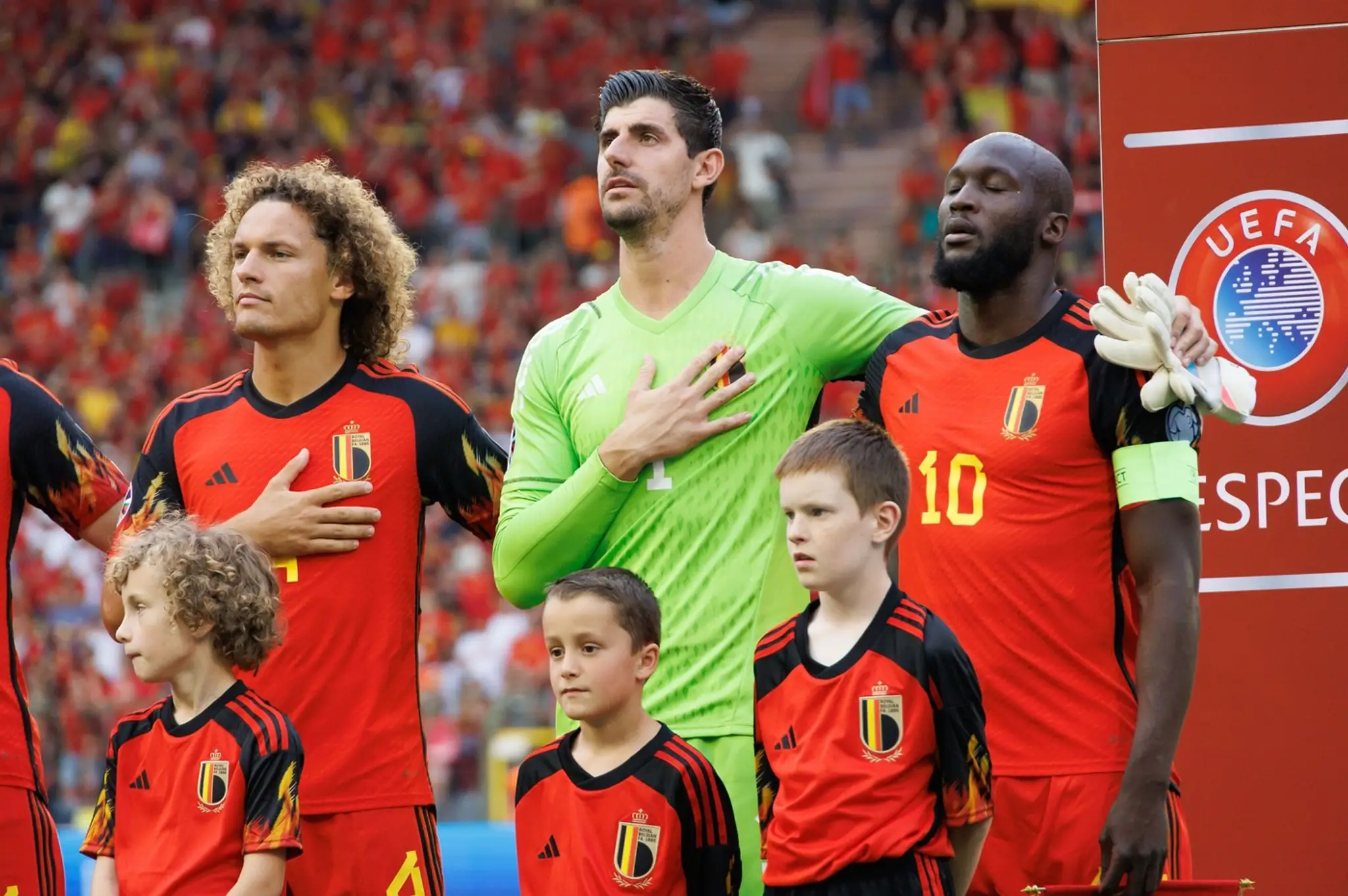 Thibaut Courtois (v zelenom) nateraz ďalšie reprezentačné štarty nepridá.