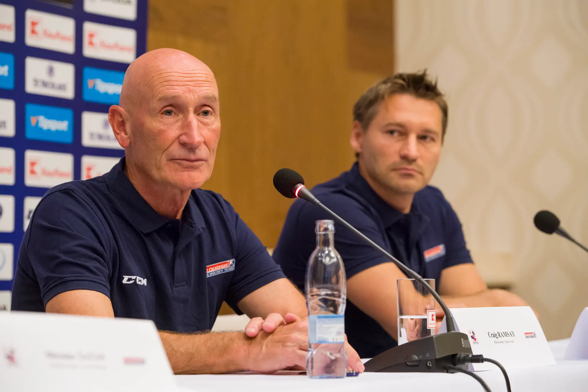 Nový tréner slovenskej hokejovej reprezentácie Craig Ramsay a asistent trénera Vladimír Országh.