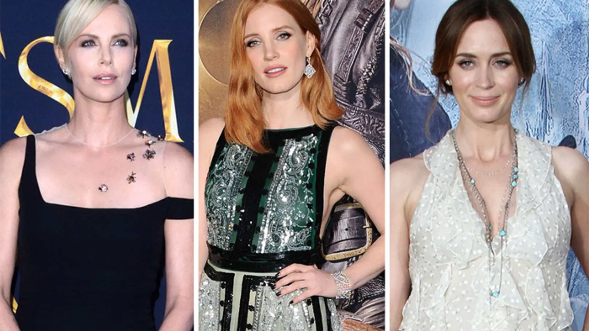 Charlize Theron, Jessica Chastain a Emily Blunt.