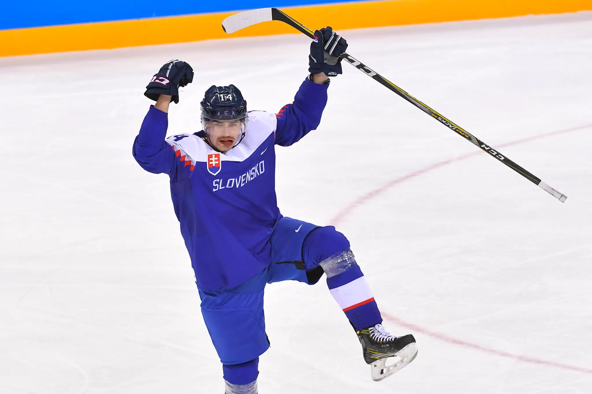 Gólman ruského olympijského výberu Vasilij Ničuškin počas duelu so Slovenskom na ZOH 2018.