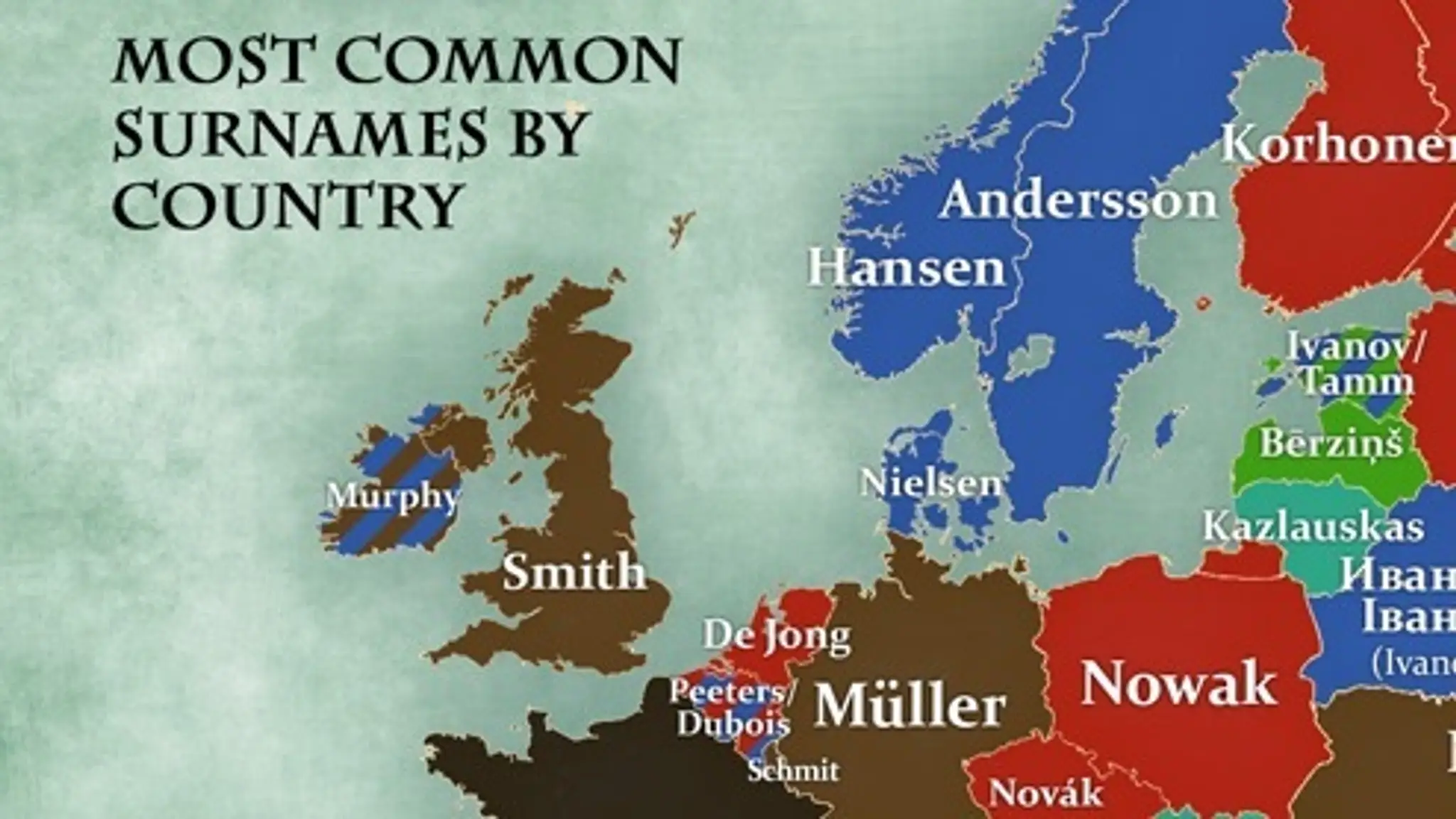 Mapa najčastejších priezvisk