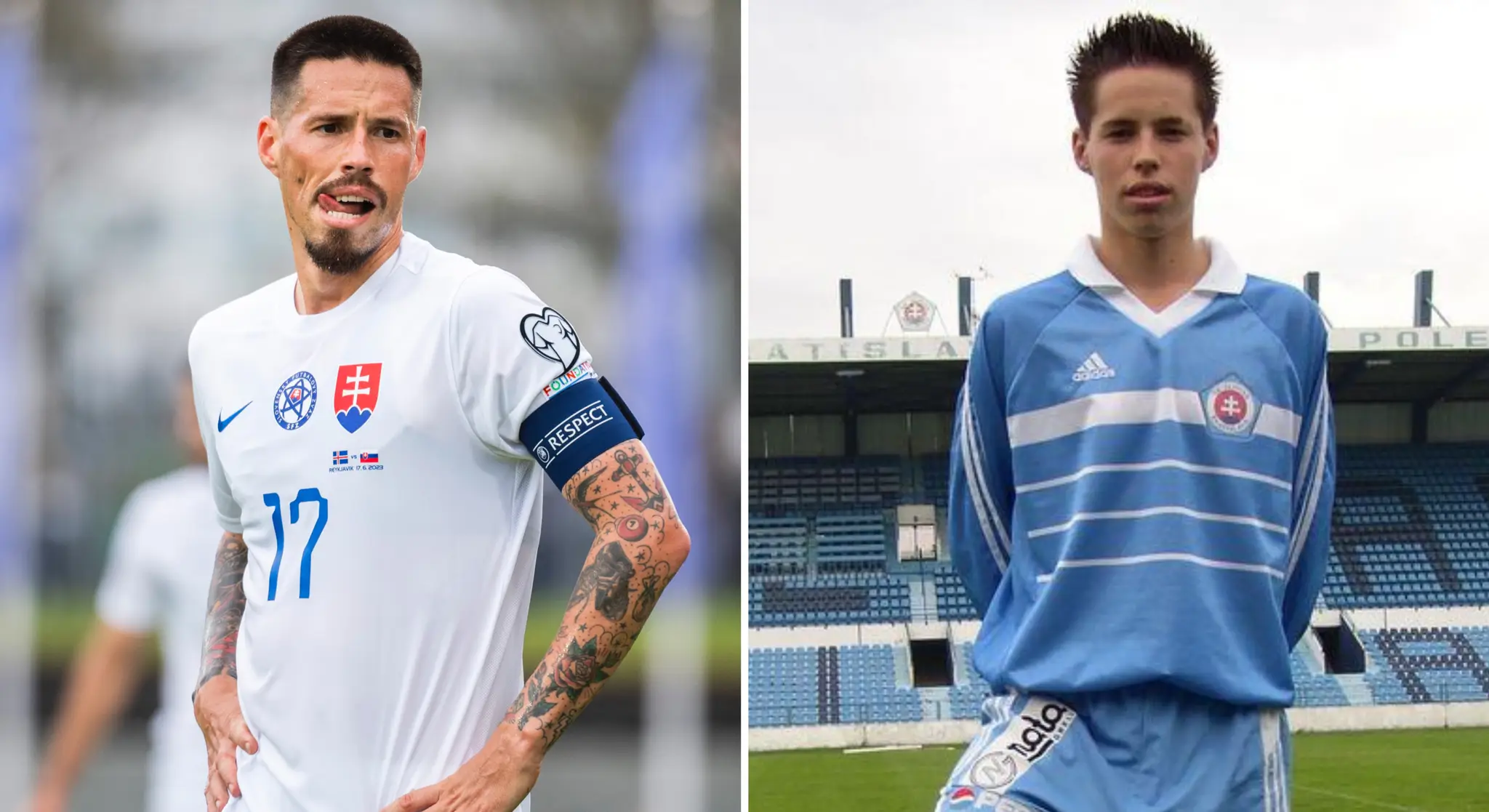 Marek Hamšík dnes a kedysi. Škoda, že v belasom nemá novšiu fotku. 