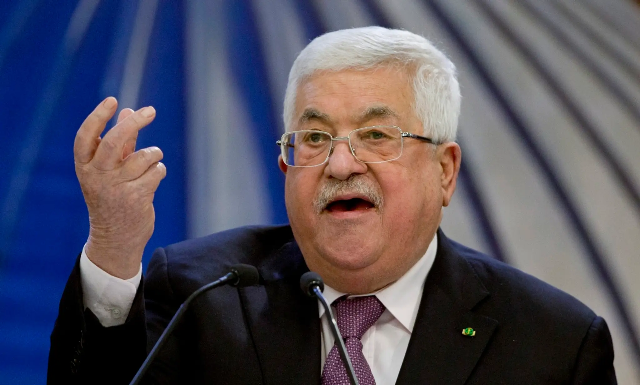 Na archívnej snímke z 22. januára 2020 palestínsky prezident Mahmúd Abbás hovorí v Rammaláhu.