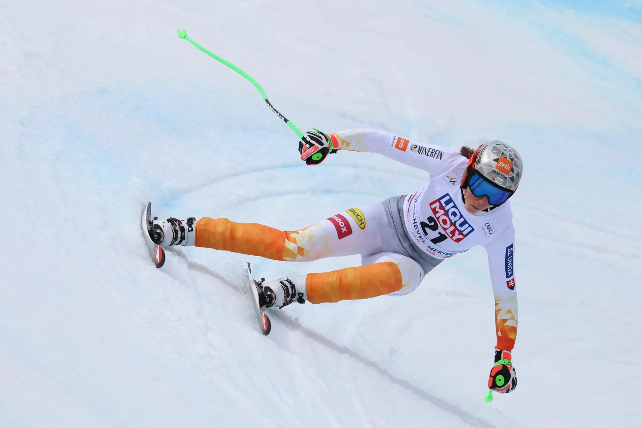 Slovenka Petra Vlhová počas finále super-G Svetového pohára alpských lyžiarok vo francúzskom stredisku Courchevel.