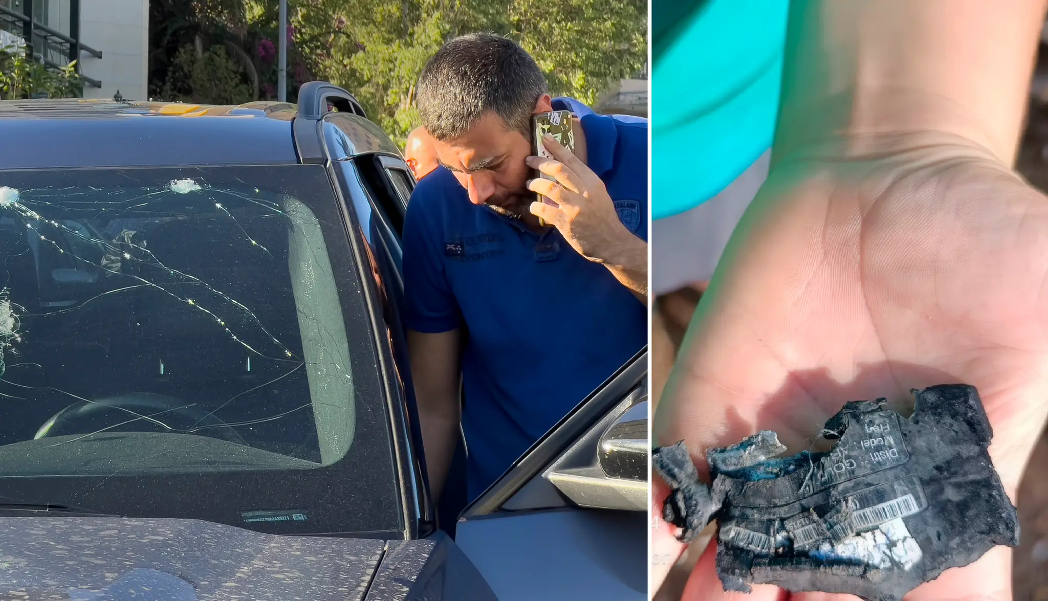 Na snímke policajt prehľadáva auto, v ktorom vybuchol ručný pager v Bejrúte.