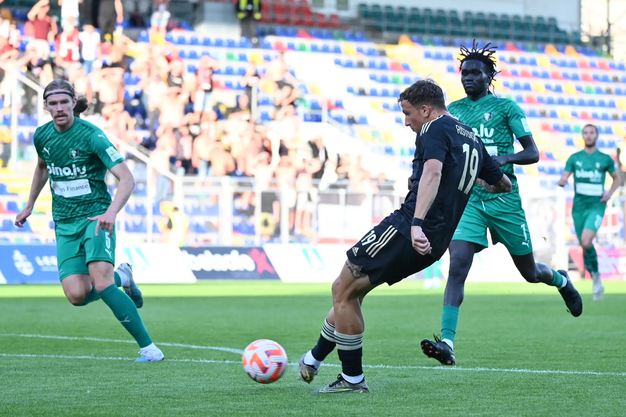 Hráč Spartaka Milan Ristovski počas zápasu 2. predkola Európskej konferenčnej ligy medzi FK Auda a FC Spartak Trnava