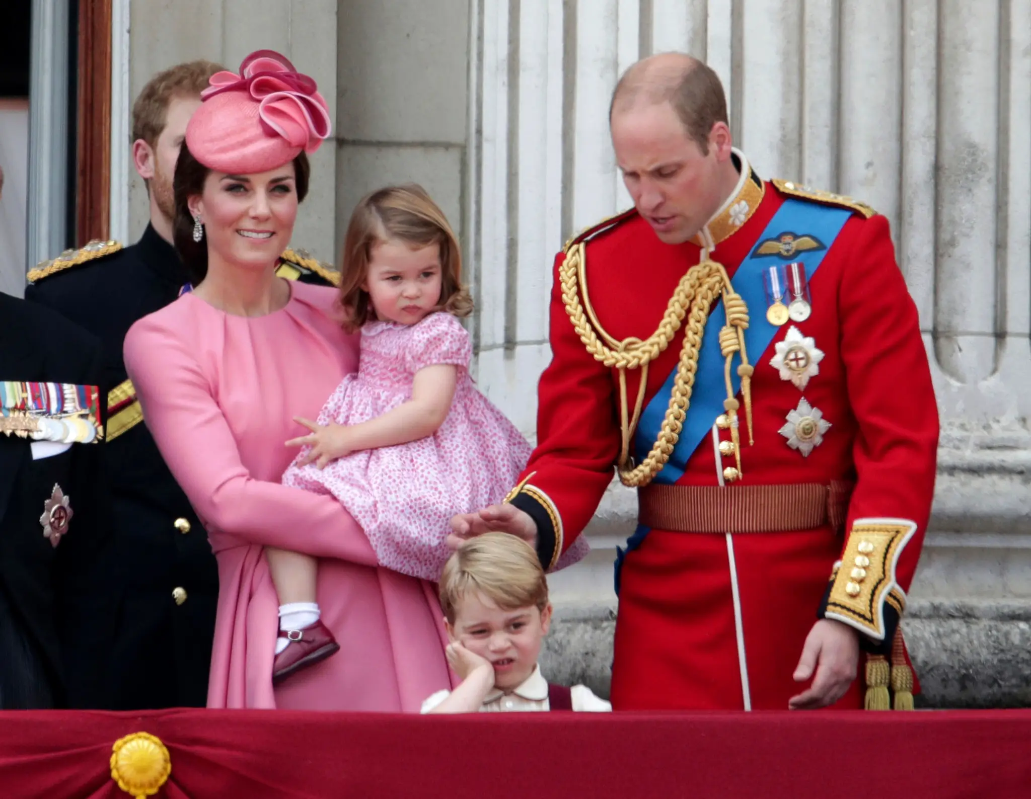 Kate Middleton, princ William, pinc George a princezá Charlotte - archívna snímka.