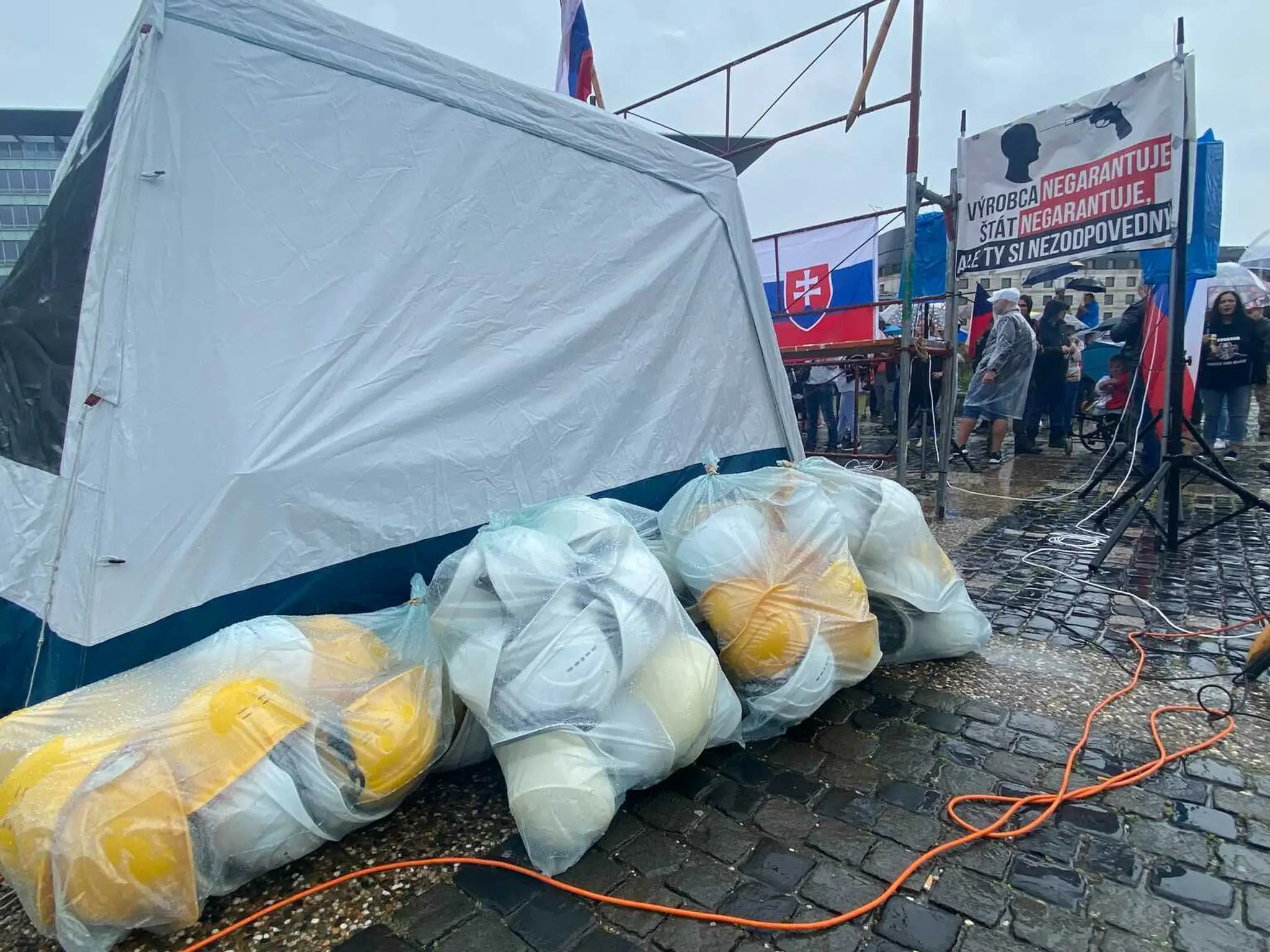 Protest pred Prezidentským palácom.