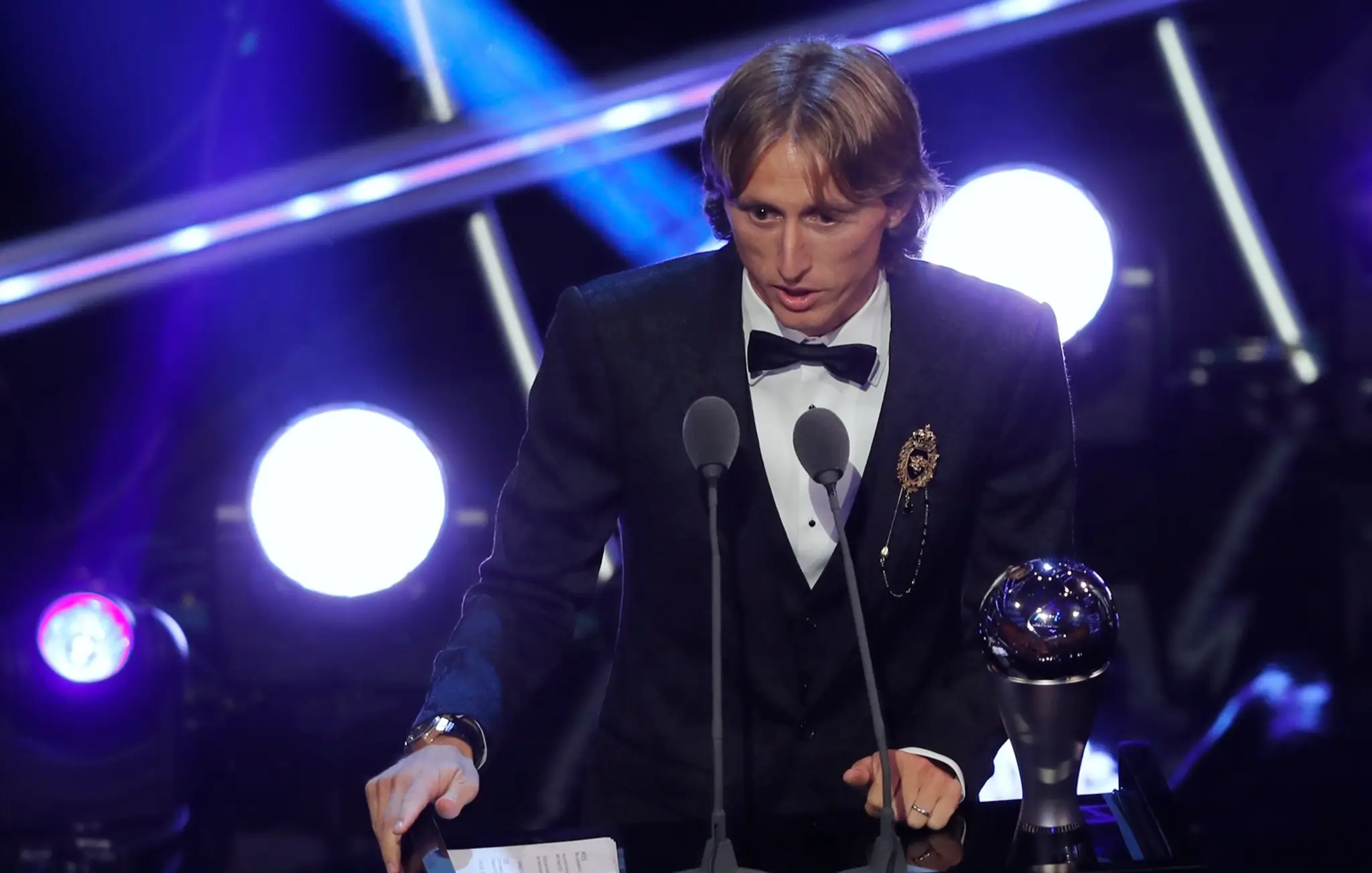 Luka Modrič na slávnostnom odovzdávaní cien Medzinárodnej futbalovej federácie.