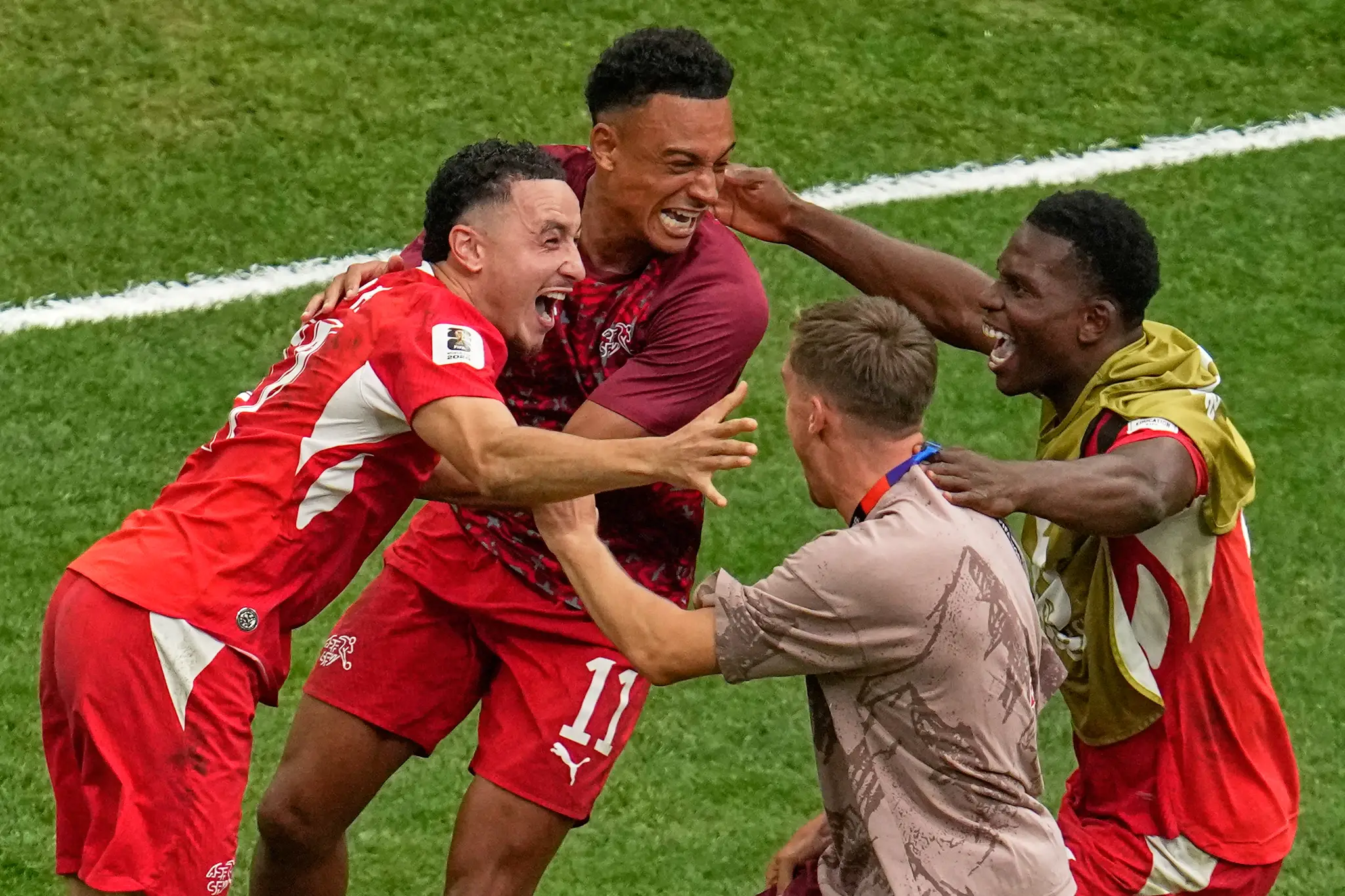 Radosť futbalistov Švajčiarska.