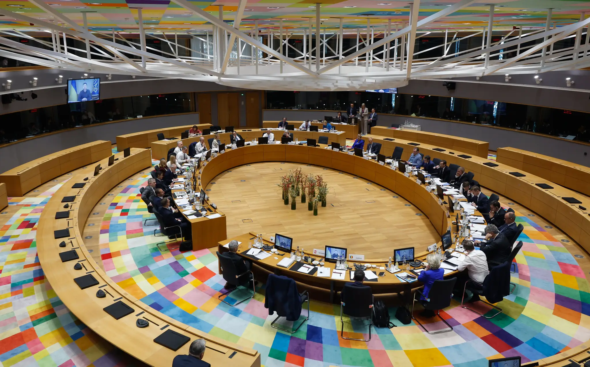 Lídri EÚ počas rokovania na summite EÚ v sídle Európskej rady v Bruseli.